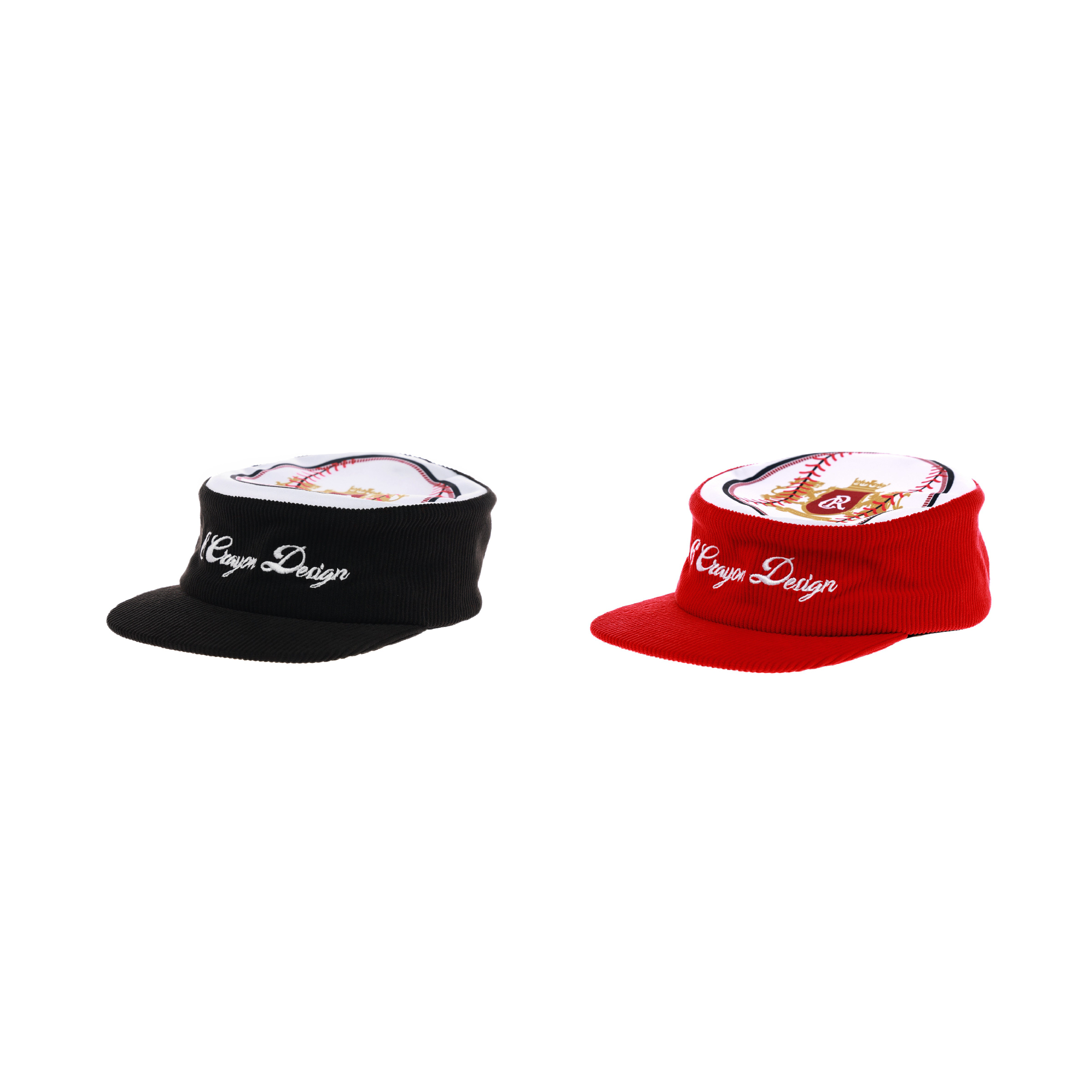 6crayon Corduroy Patchwork Pillbox Cap 燈芯絨拼布藥盒帽