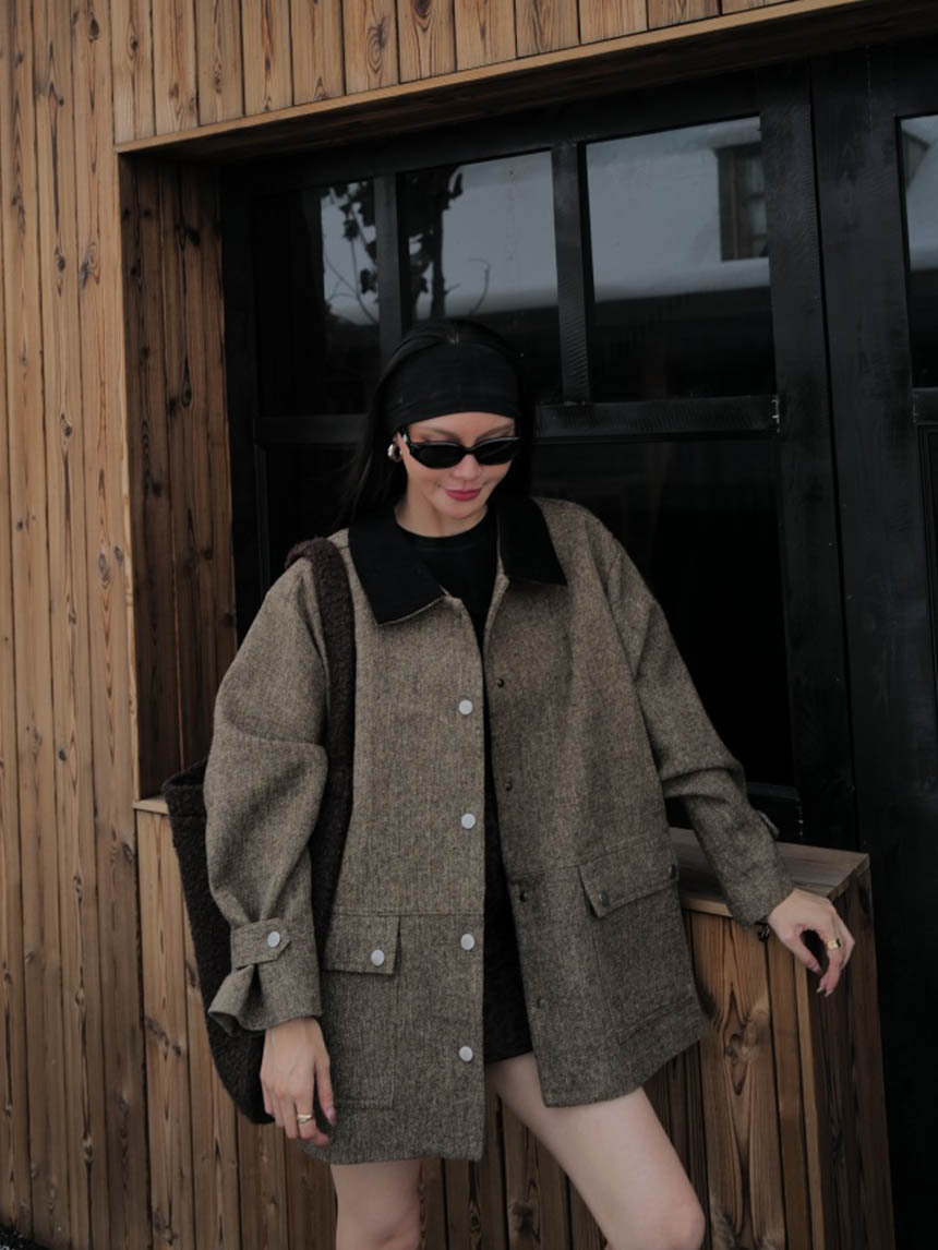 巴恩風灰咖長版外套*2色