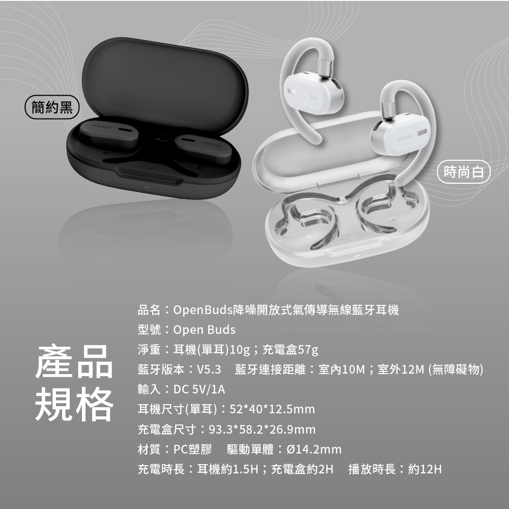TOZO.tozo,OpenBuds,開放式耳機,耳掛式耳機,Amazon,AI,ChatGPT,ORIGX聲學,ENC降噪,氣傳導,耳機,藍牙耳機,藍芽耳機,無線藍牙耳機,運動耳機