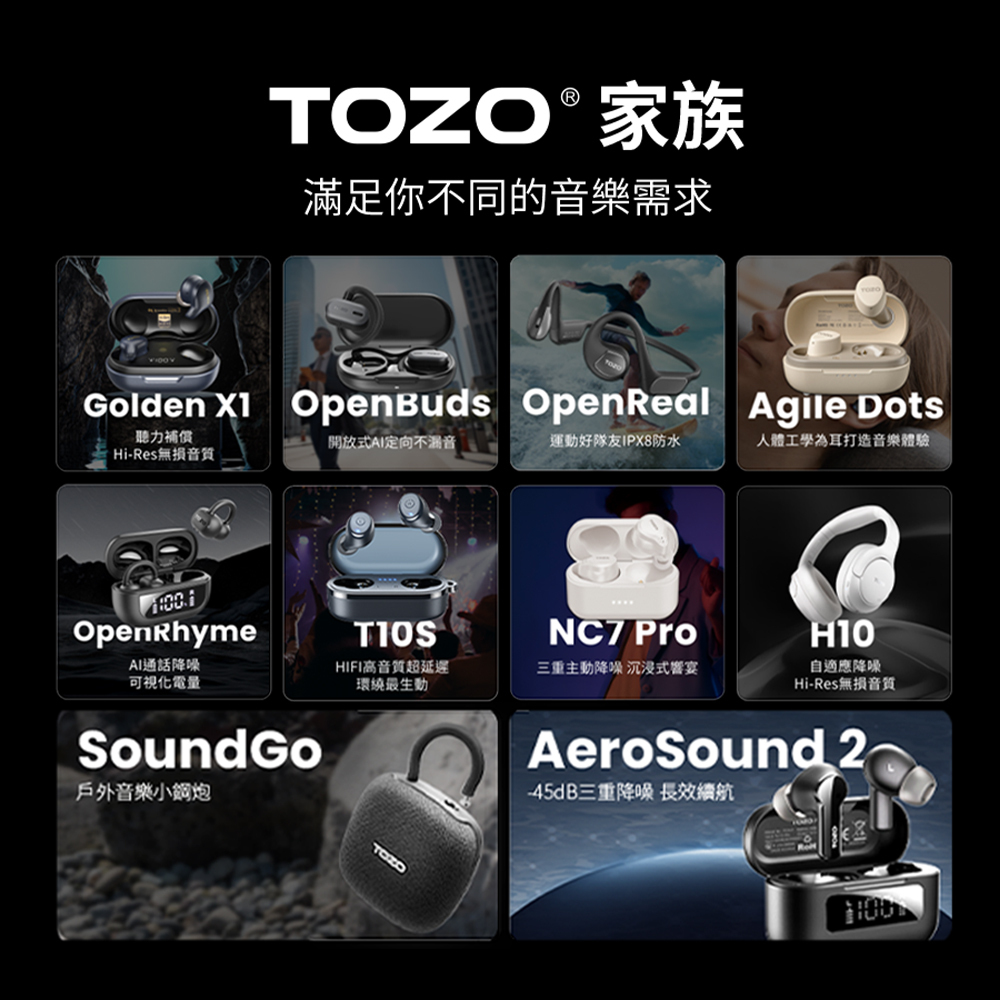 TOZO.tozo,OpenBuds,開放式耳機,耳掛式耳機,Amazon,AI,ChatGPT,ORIGX聲學,ENC降噪,氣傳導,耳機,藍牙耳機,藍芽耳機,無線藍牙耳機,運動耳機