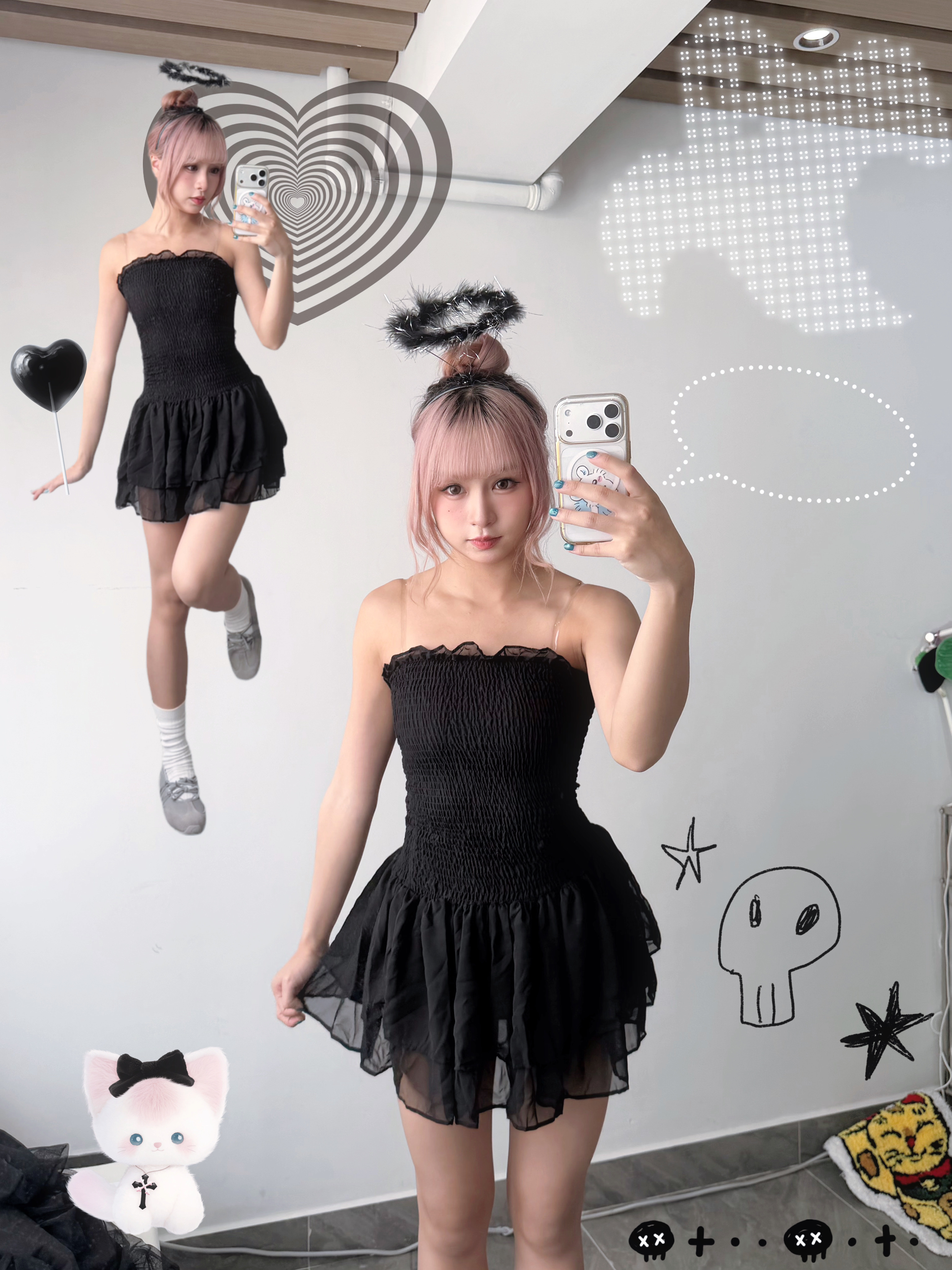 ᴮᴸᴬᶜᴷ ᴬᴺᴳᴱᴸ 🖤 彈性Tube ops 黑色 *贈送頭飾