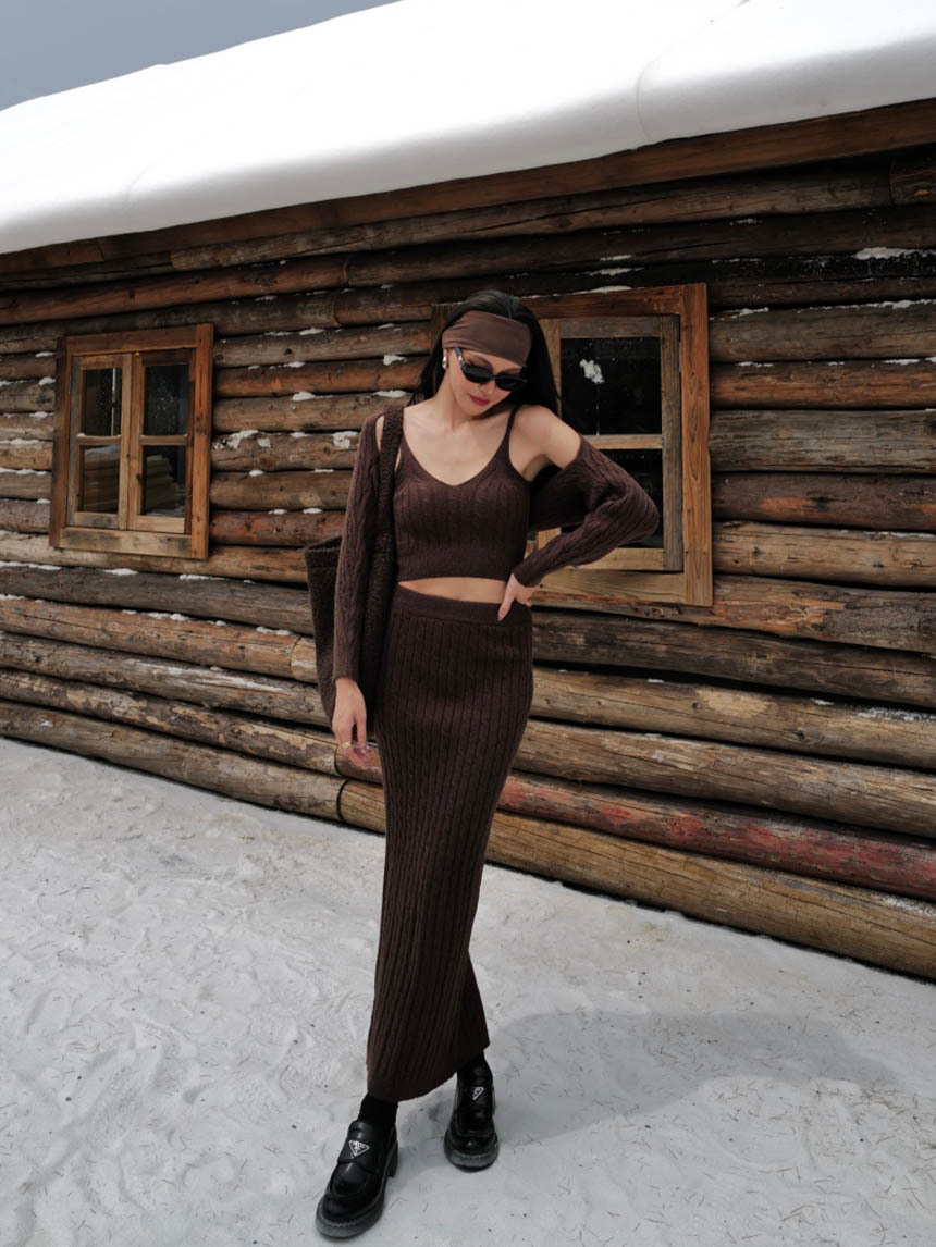 3件式麻花中長裙毛衣*3色