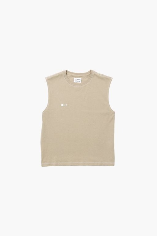 Optimistic Runners｜Cotton Crop Tank Top "Khaki"