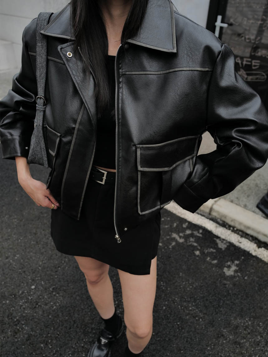 刷舊皮革外套*2色