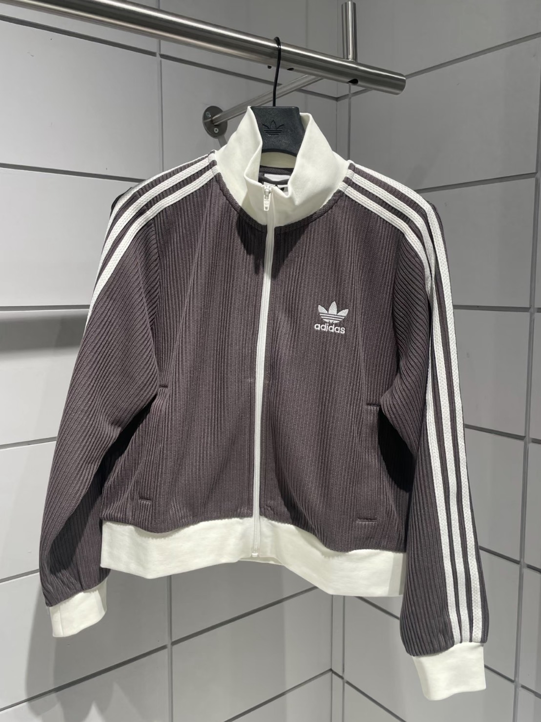 ADIADS ORIGINALS 復古 華夫格 立領外套 短版