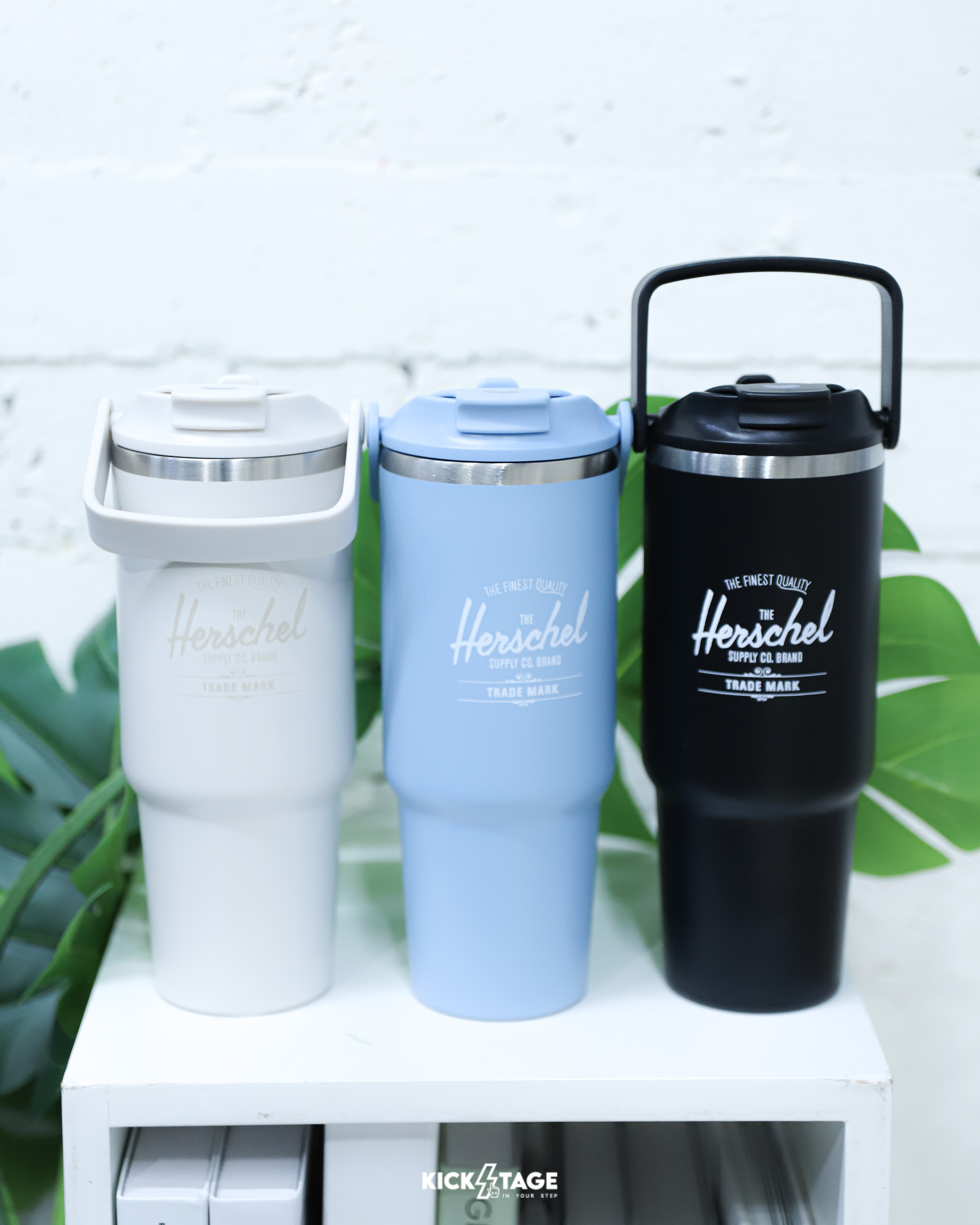 [特價售出無退換] HERSCHEL THERMOS FLASK 黑色 白色 藍色 880ML 不鏽鋼 手柄 冰霸杯 保溫杯【00004】