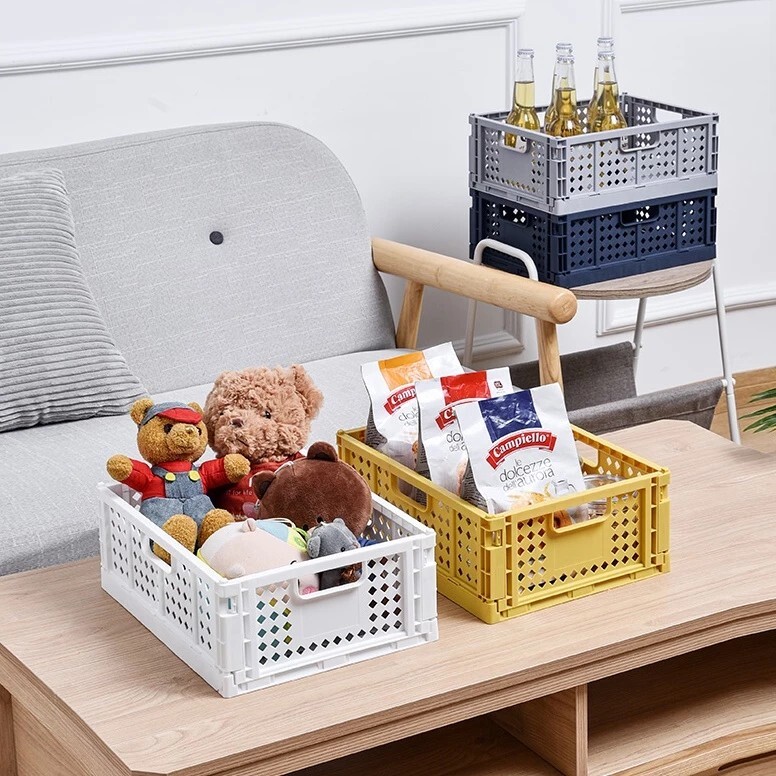 摺疊收納籃(多尺寸)｜摺疊收納籃 收納籃 桌面整理 文具收納盒 小物收納 收納箱 置物籃 收納盒 摺疊【輕鬆購五金百