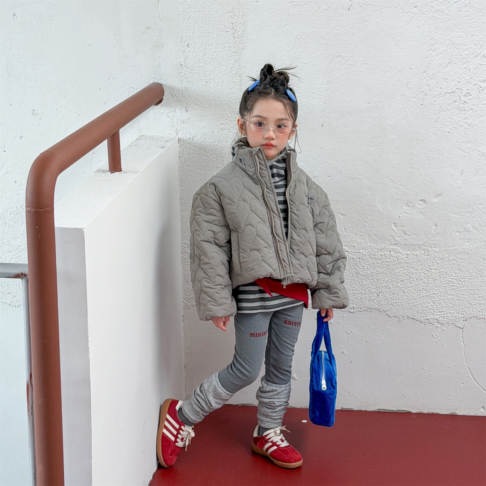 愛心壓紋夾棉外套