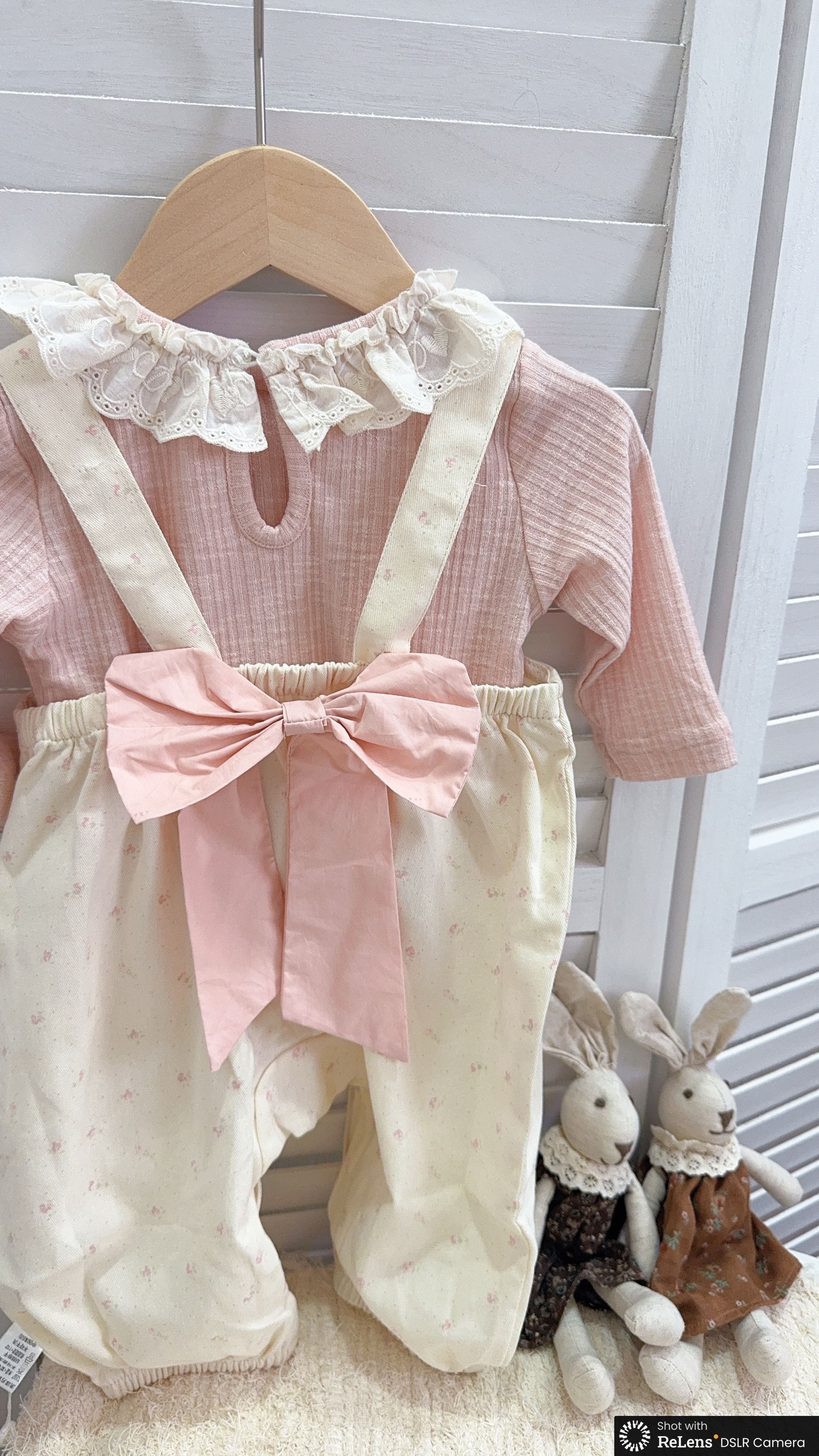 H2993背後大蝴蝶結碎花連身褲c91