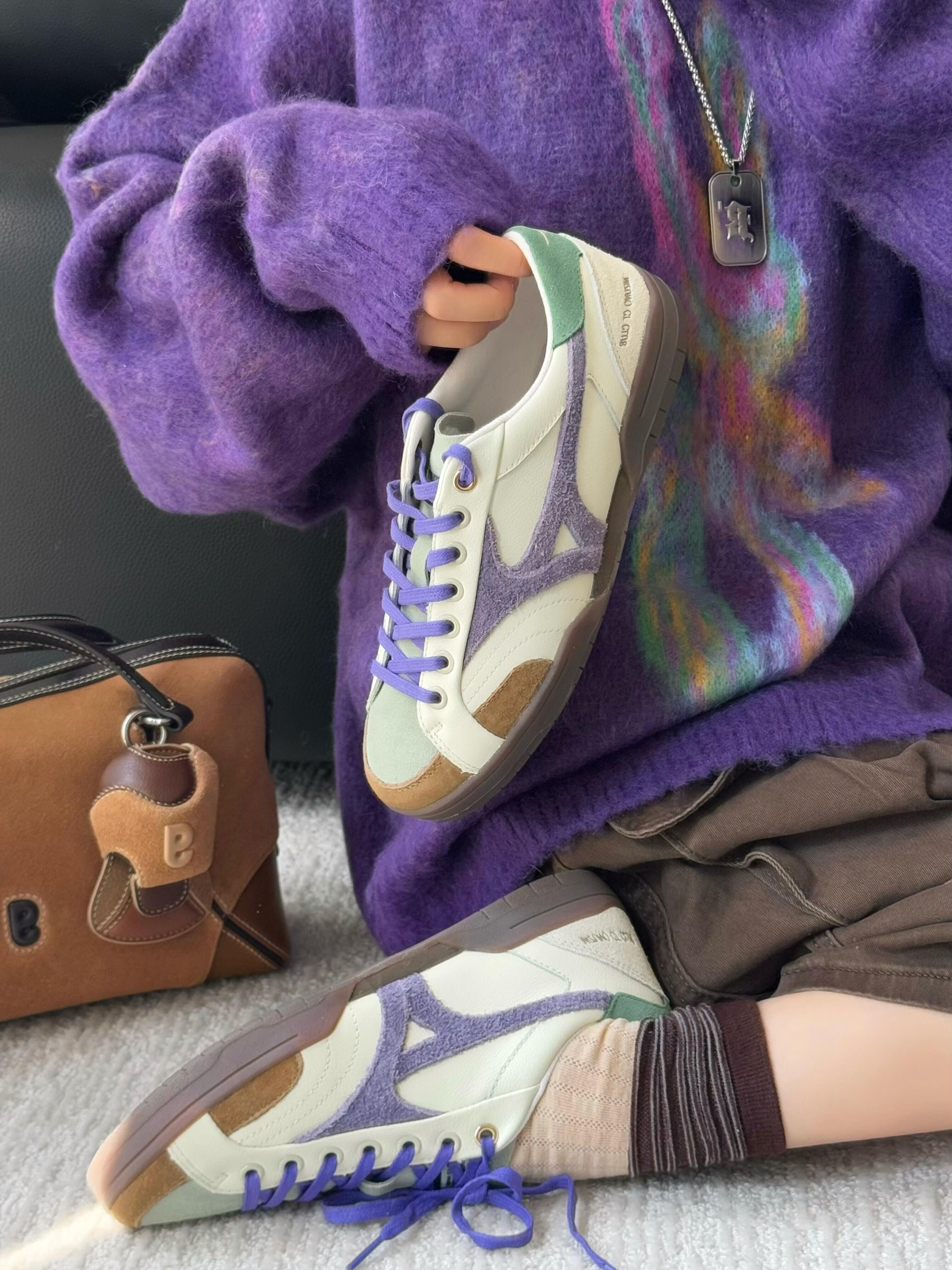 MIZUNO 美津濃 CT CLUB 白棕色 米白 紫色 美拉德 焦糖底 雙鞋帶 復古 德訓鞋 薄底鞋 D1GH261007/預購