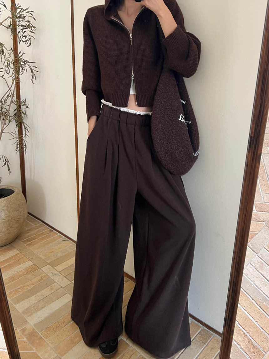 高磅磨毛白邊褲頭個性大寬褲*3色