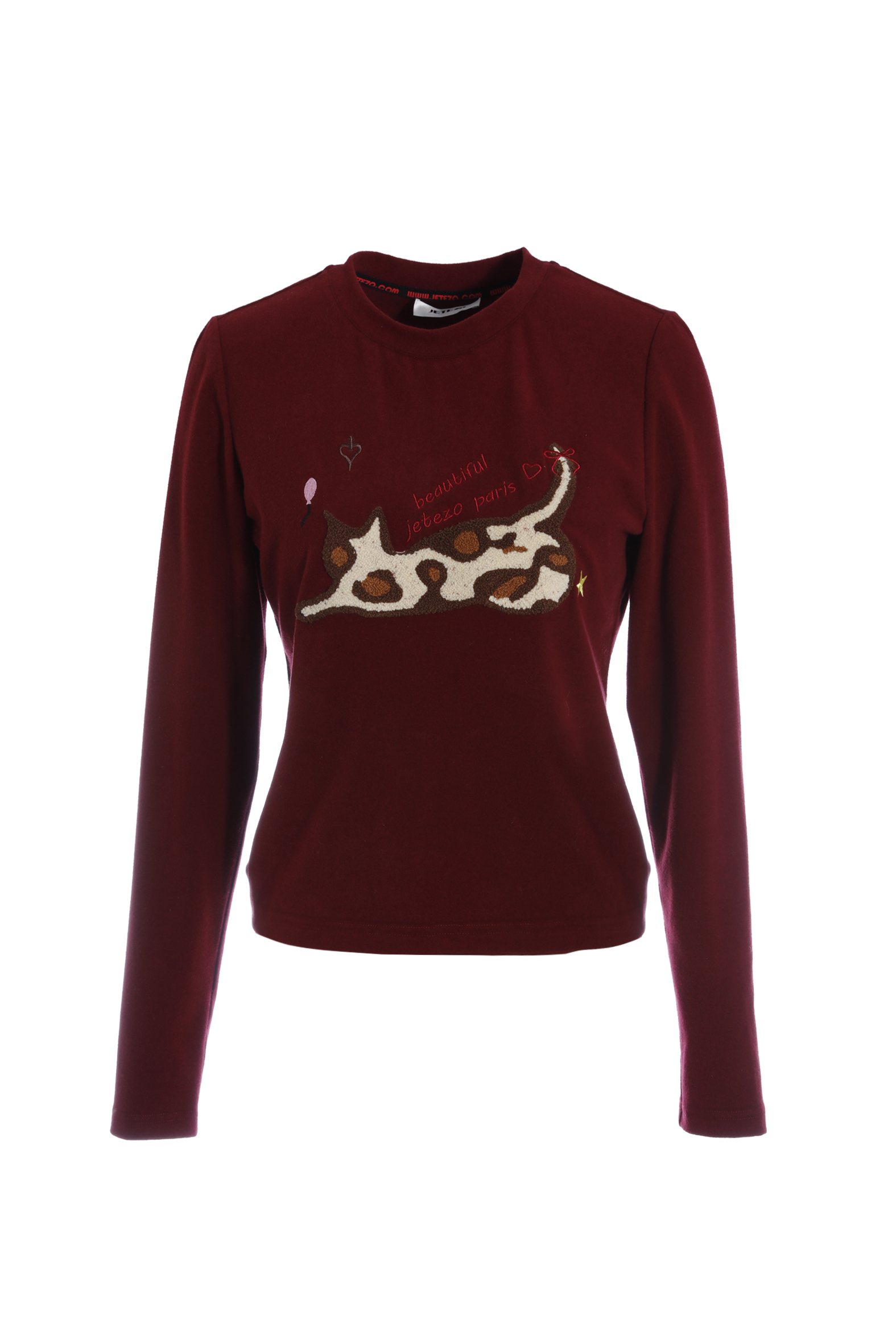 BE15118A1 午後陽光巴黎慵貓毛絨立體刺繡修身上衣