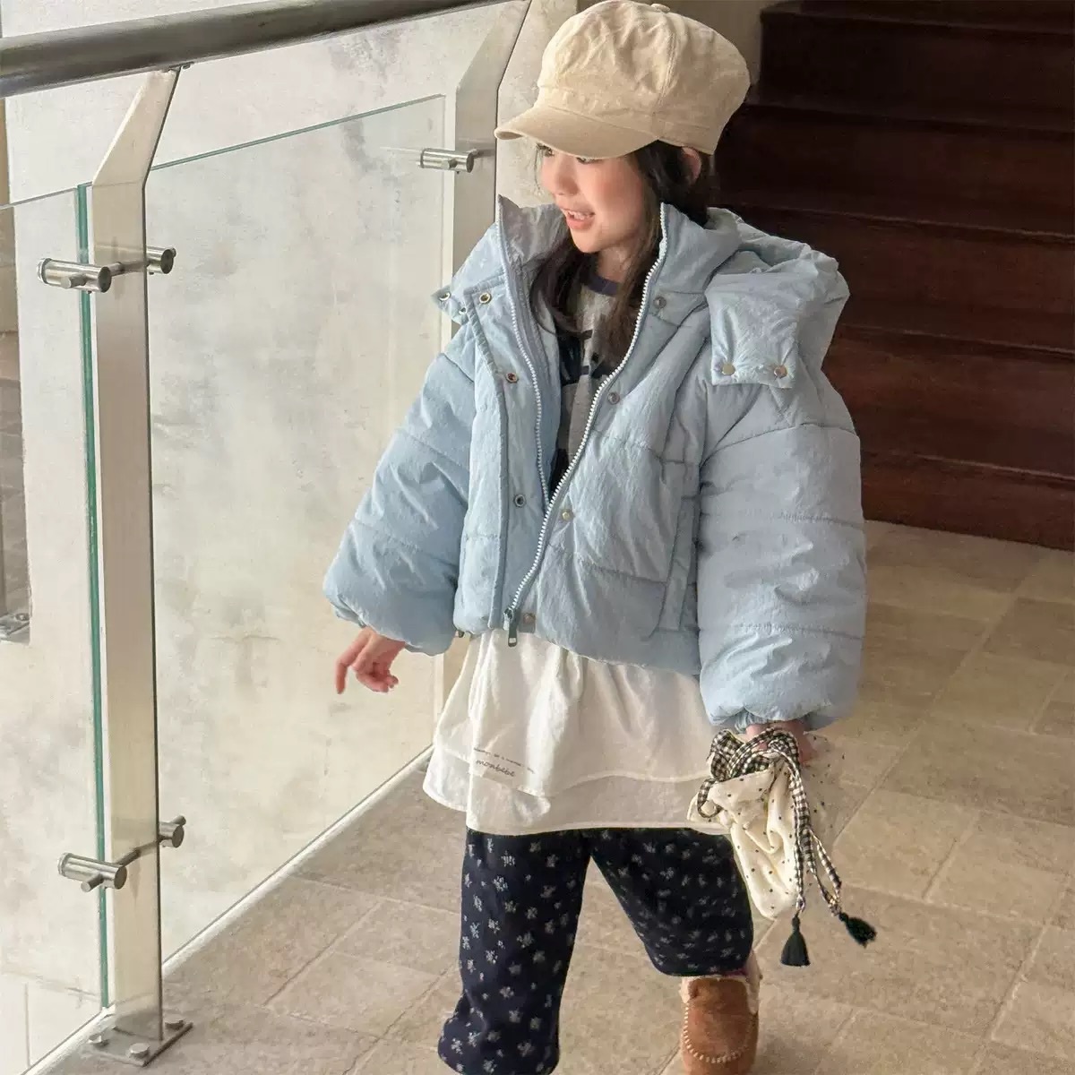 兩色短版夾棉保暖麵包外套