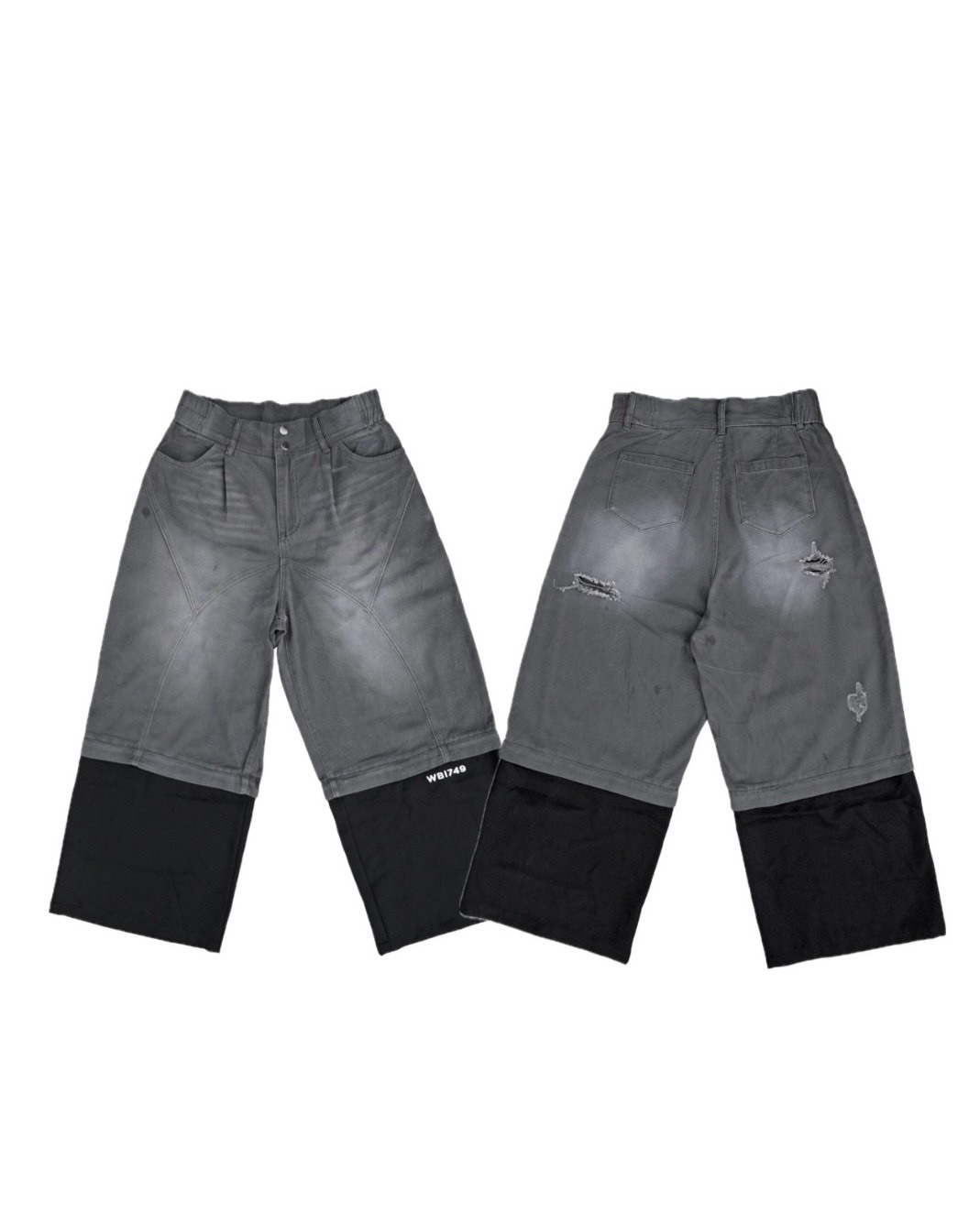 WBI 24SS EPS-02 / WBI  Denim tactical faux two-piece patchwork pants