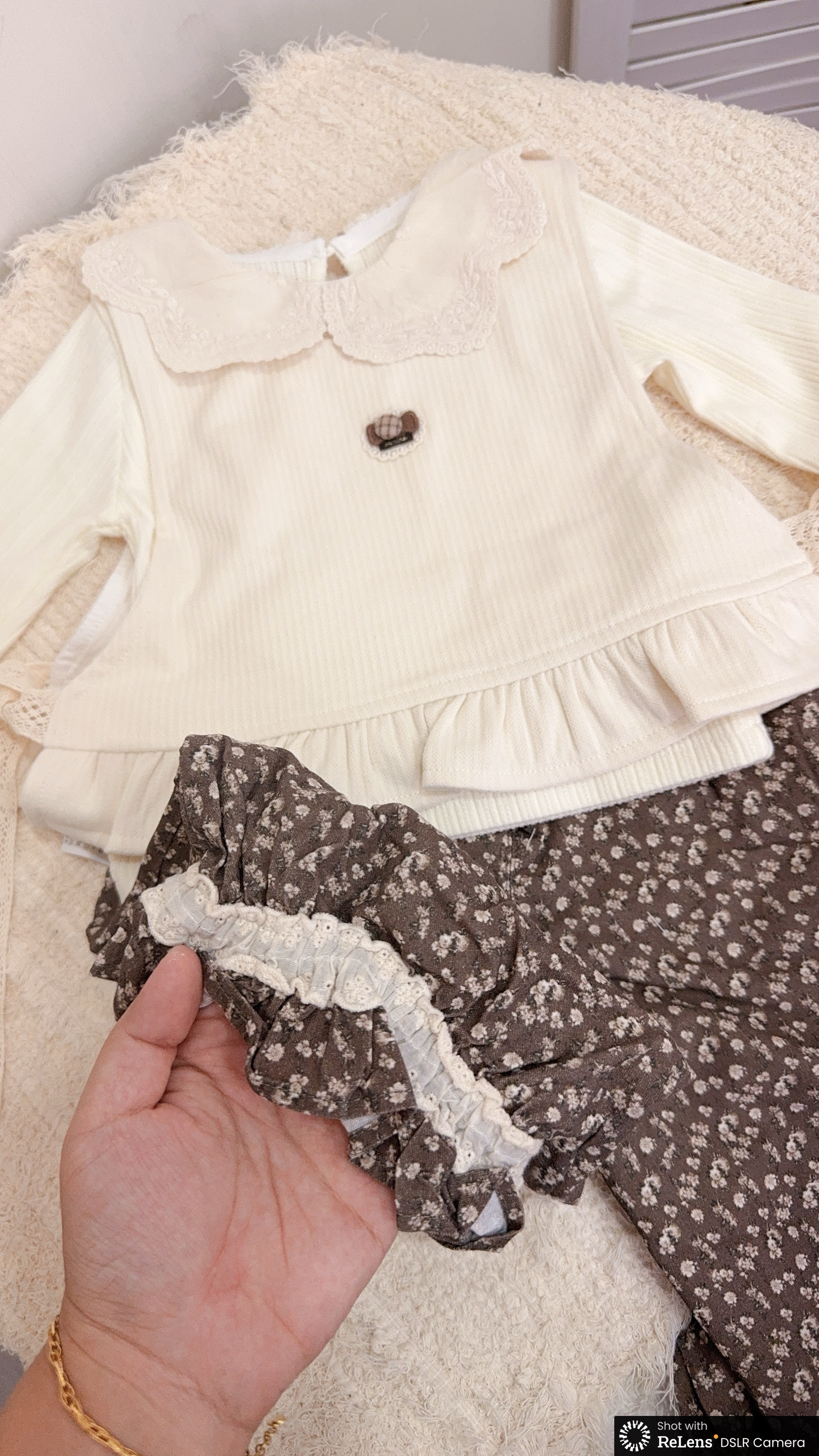 z1192側綁帶花花褲三件式套裝c97