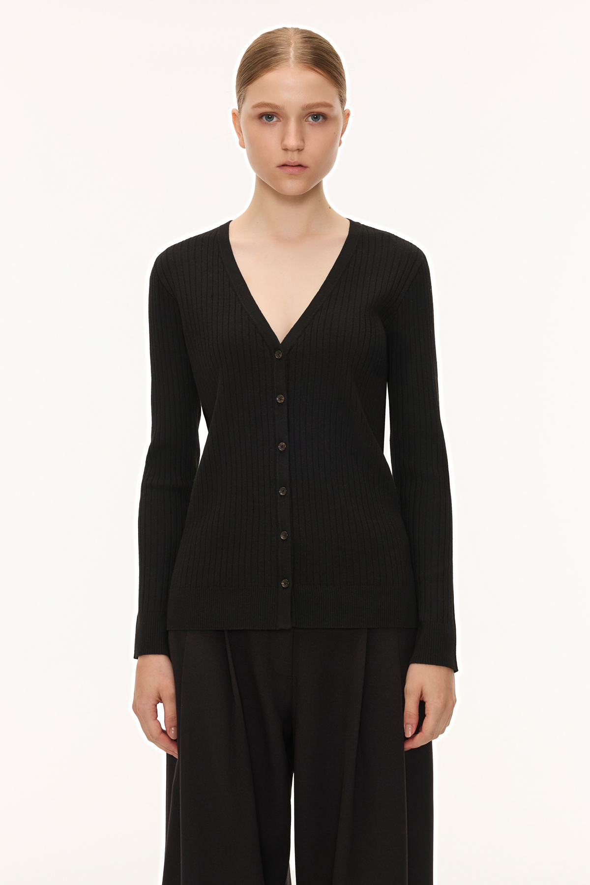 Luum羅紋開襟衫（黑色）