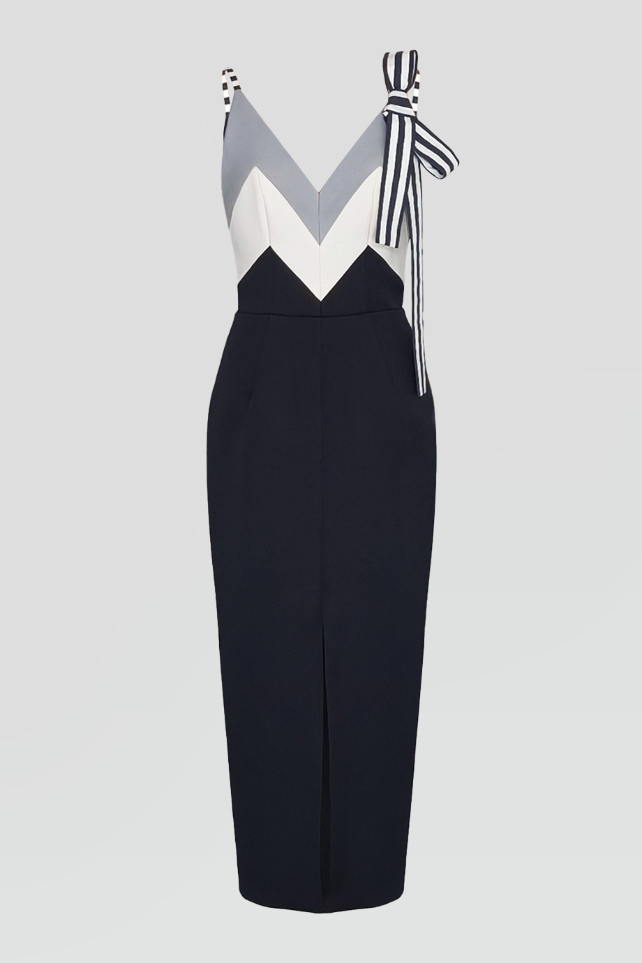 PEGGY HARTANTO｜AXILLA 幾何拼接條紋綁結裝飾洋裝