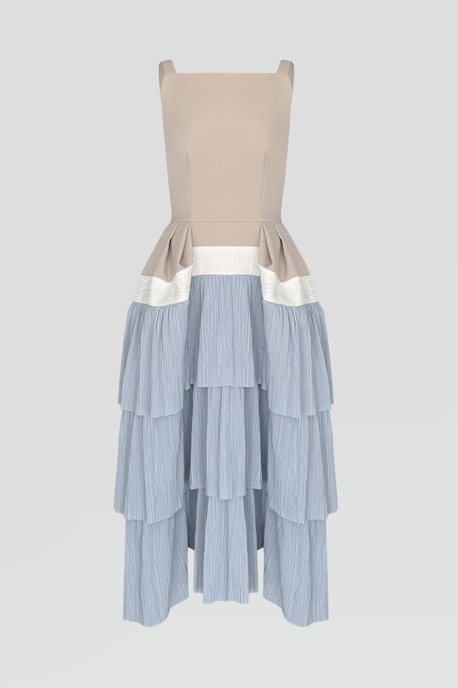 PEGGY HARTANTO｜EPIPROCT 方領細褶裙擺撞色洋裝