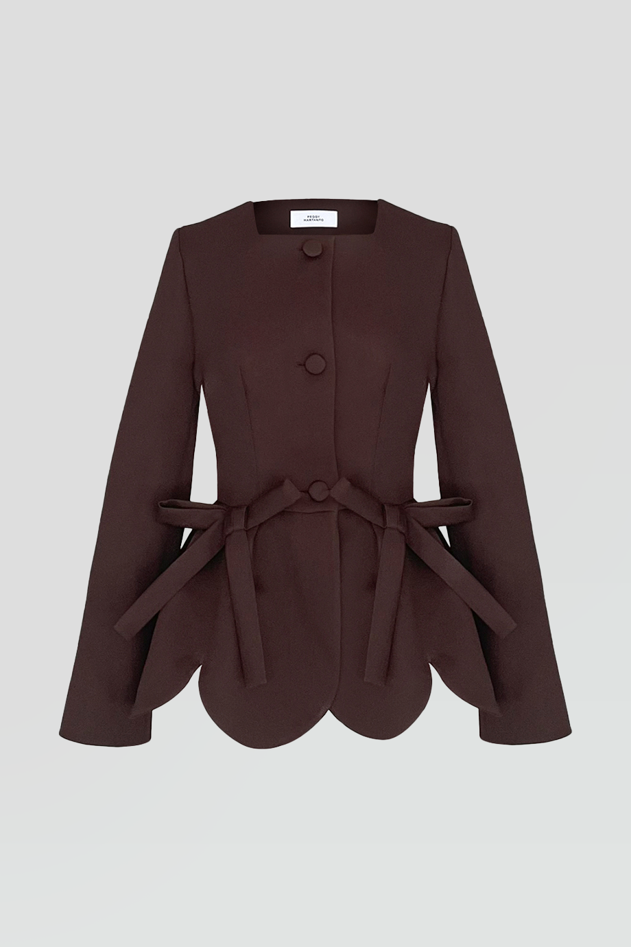 PEGGY HARTANTO｜MALPIGHIAN 方領花瓣下擺綁結裝飾外套