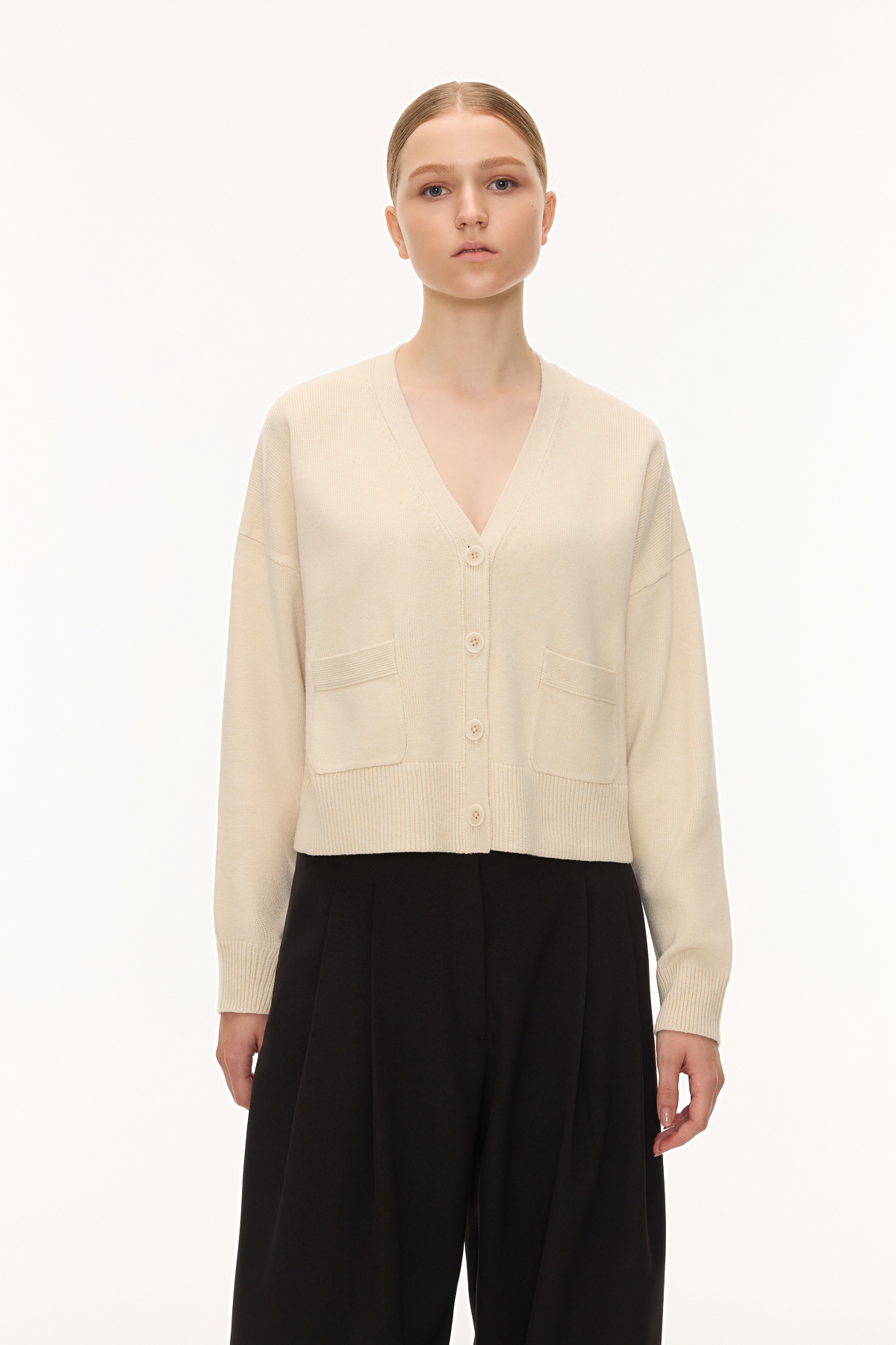 Luum短版開襟衫 (米白）