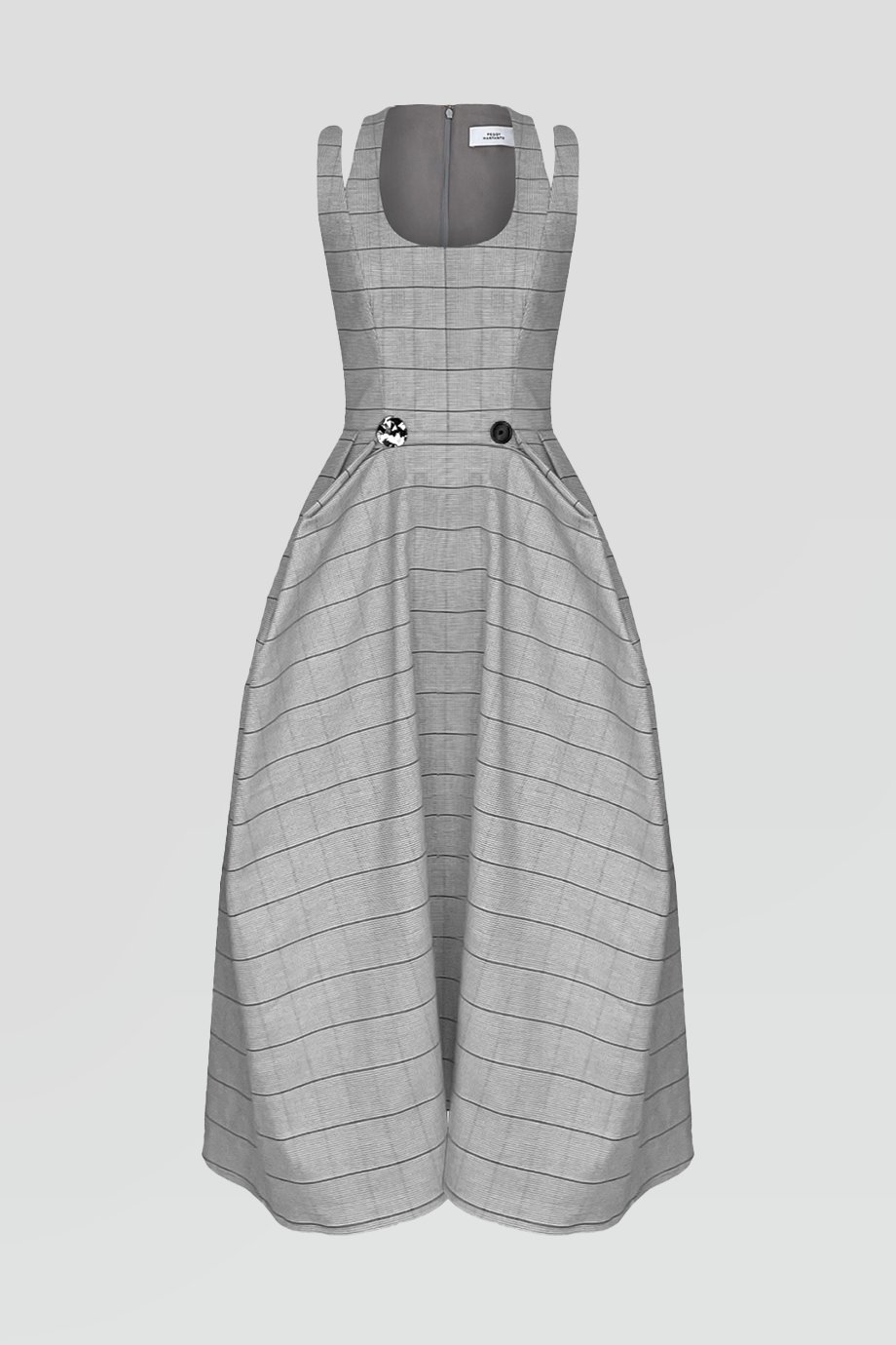 PEGGY HARTANTO｜TERGITES U領雙肩帶格紋澎襬洋裝