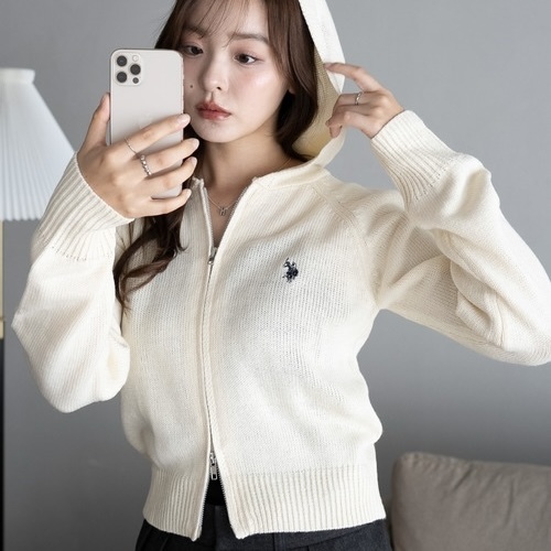 U.S. POLO ASSN. x WEGO 連帽針織外套 短板 針織衫 雙拉鍊 秋冬服飾 99111749