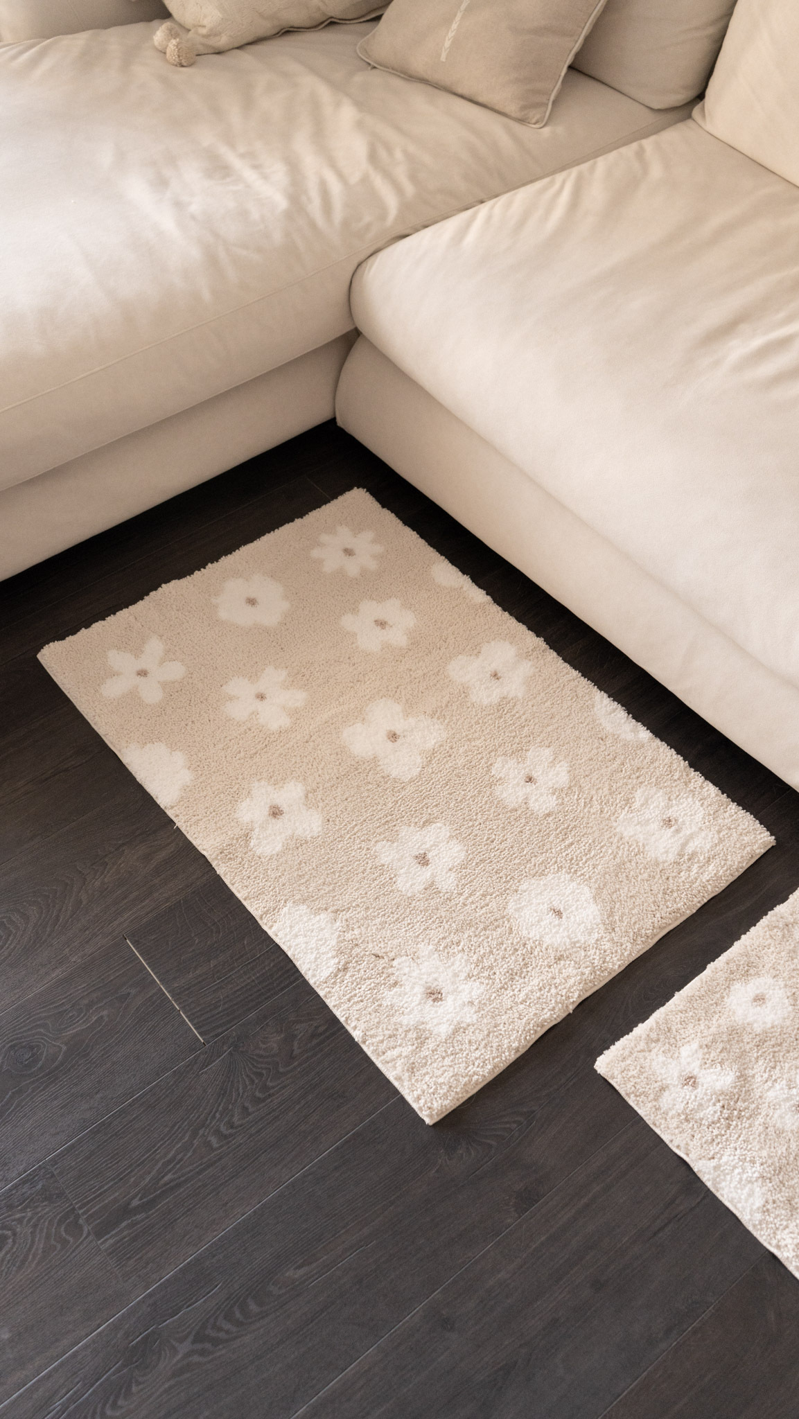 Plumeria 厚奶茶花朵植絨止滑地墊