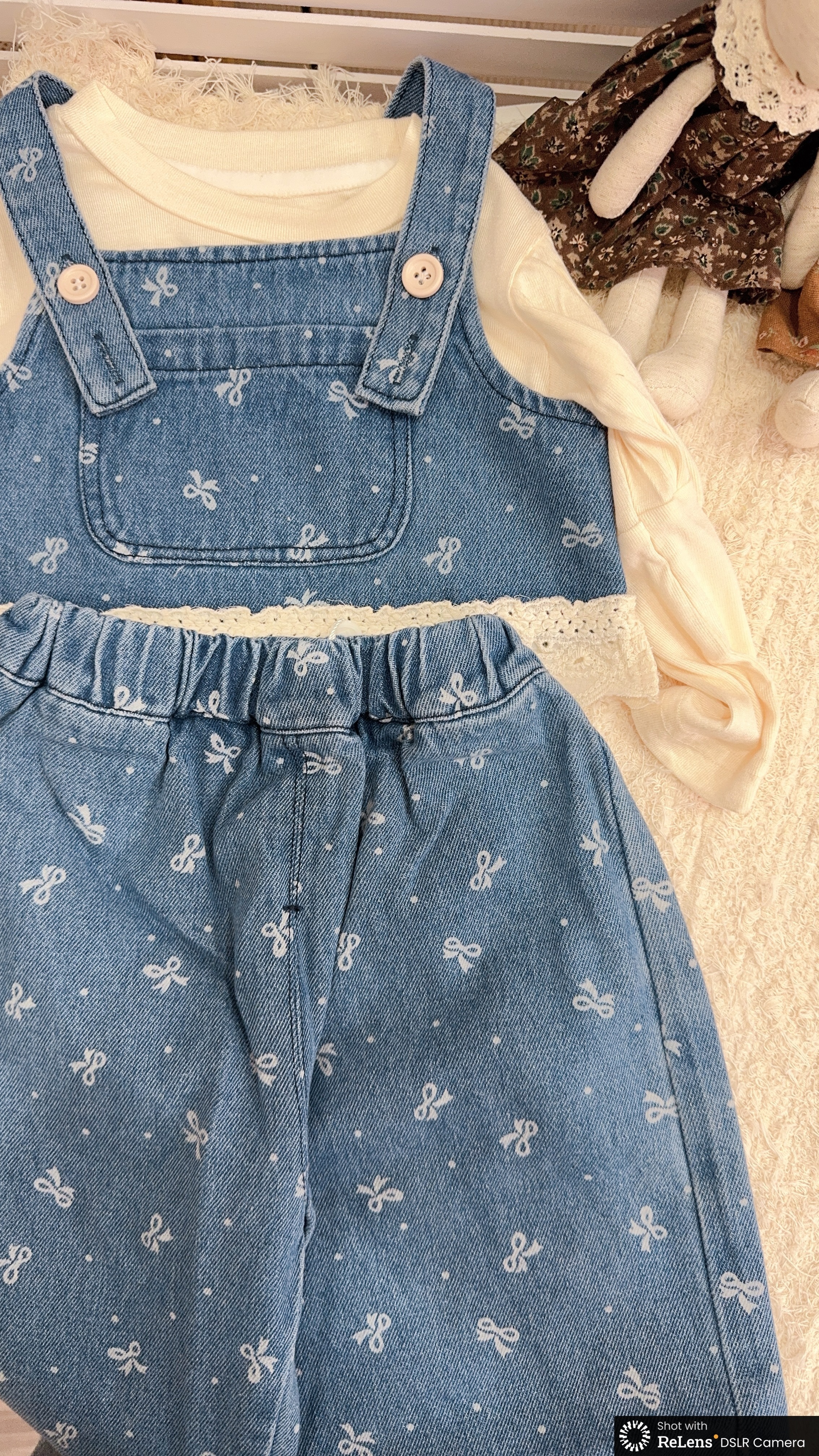 H3863+H3298蝴蝶結牛仔花邊套裝c110