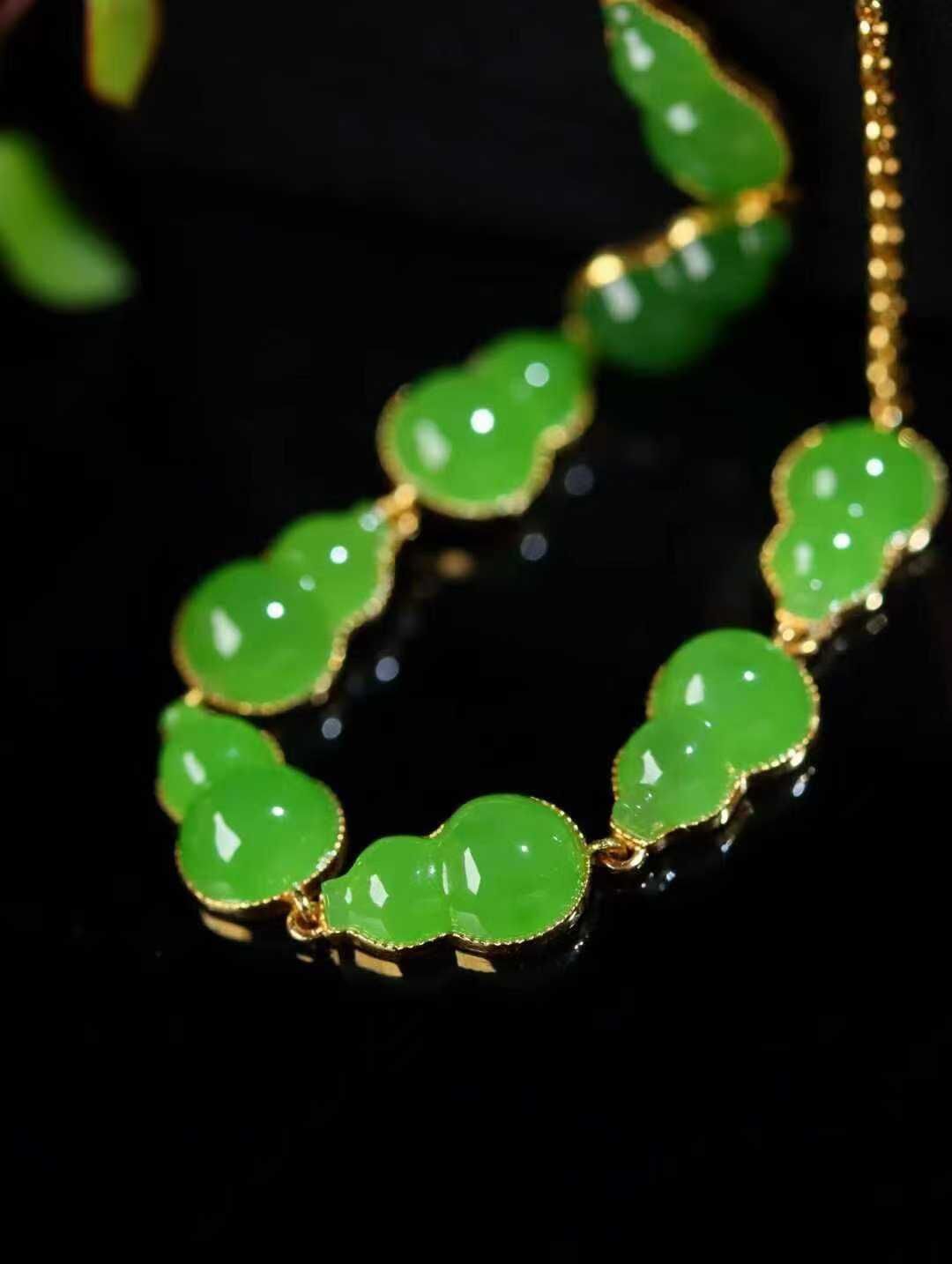 107730 和田玉碧玉果綠葫蘆手鏈