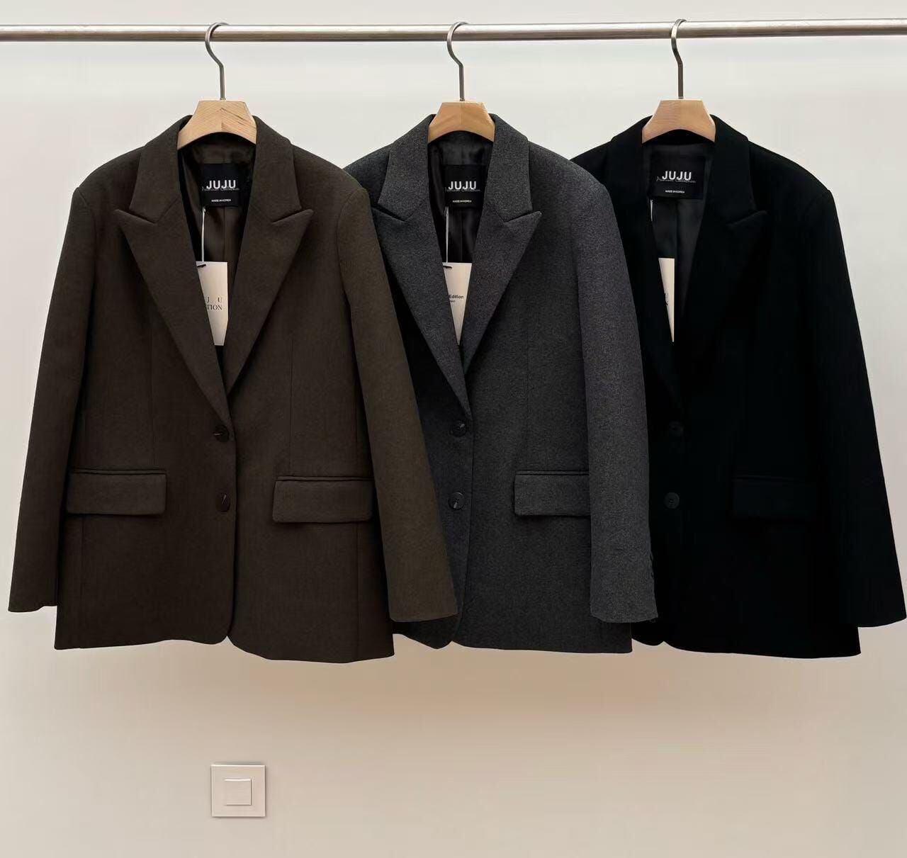 JU5153 毛呢混色西裝外套