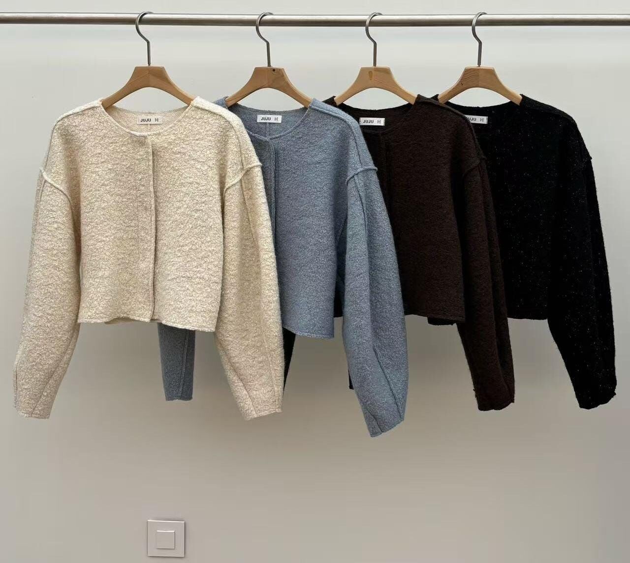 JU5156 反車線閃閃捲毛外套