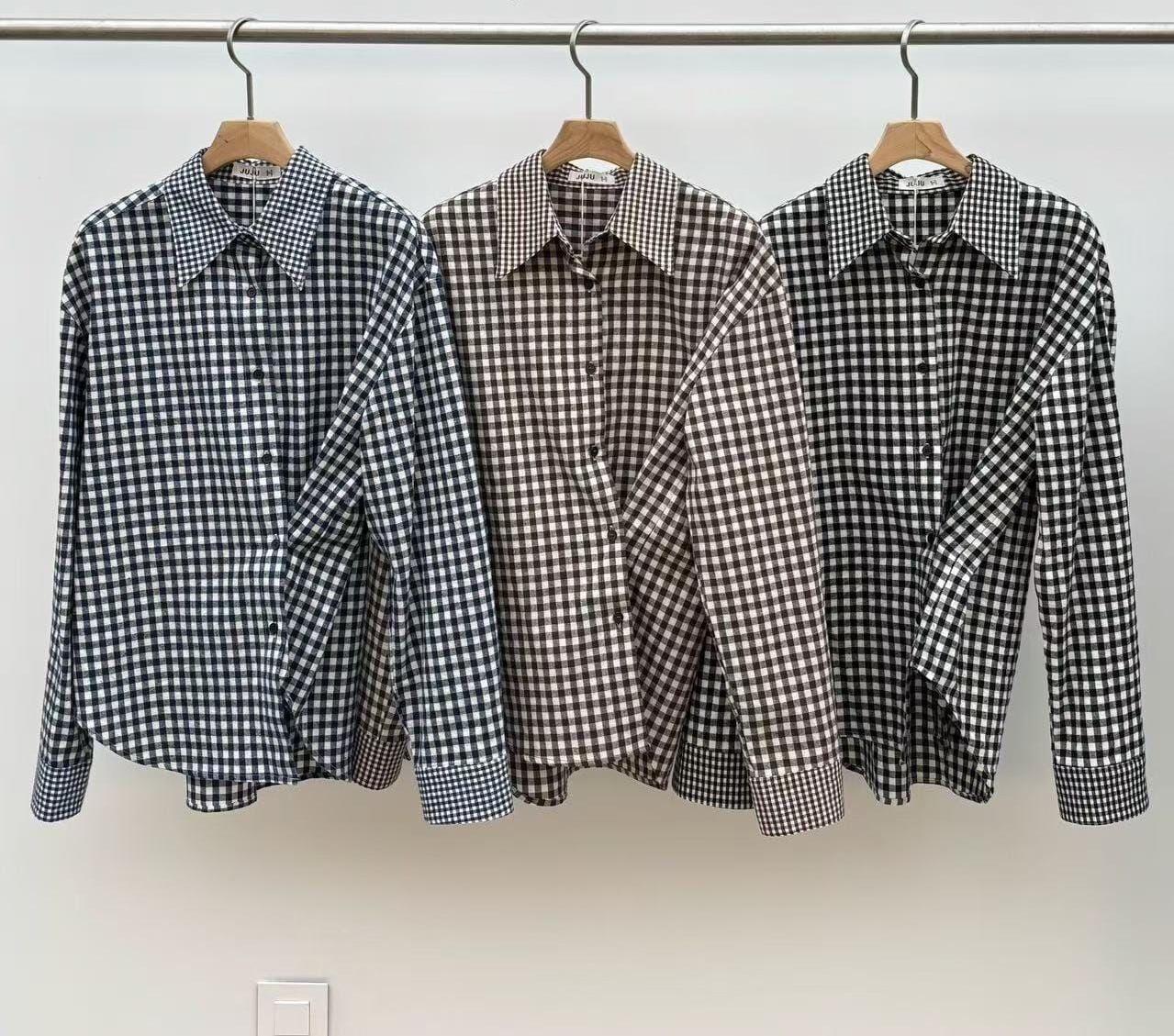 JU5155 雙格紋恤衫外套