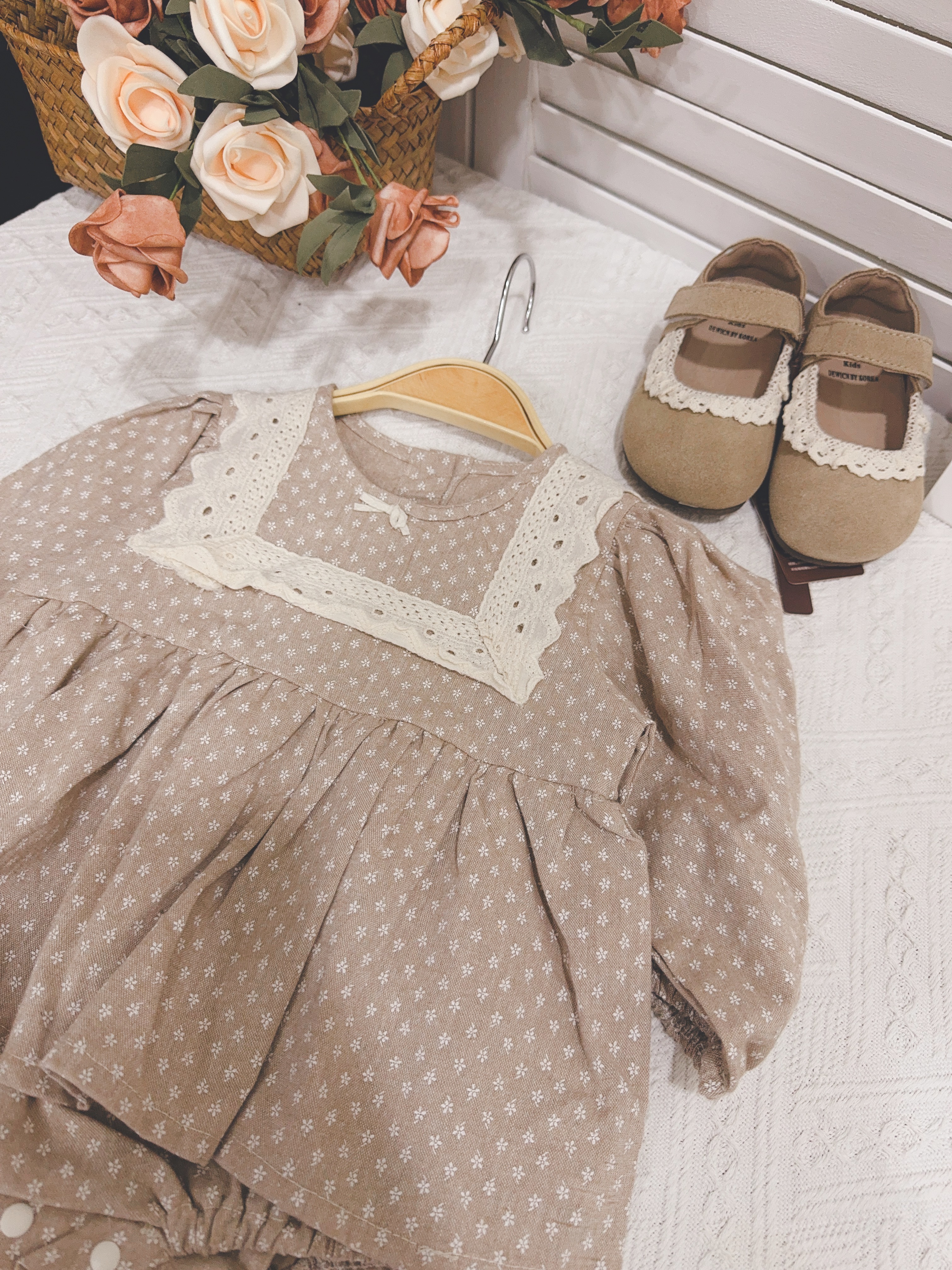 Ｈ3695奶茶方領包屁衣c120