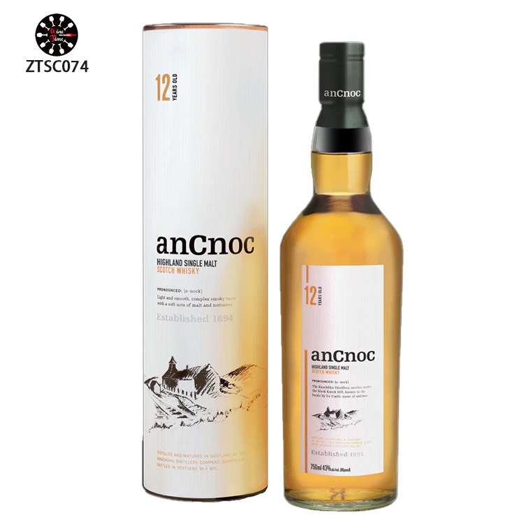 AnCnoc 12 Year Old Single Malt Scotch Whisky安努克12年單一純麥威士忌 【白色圓筒盒】