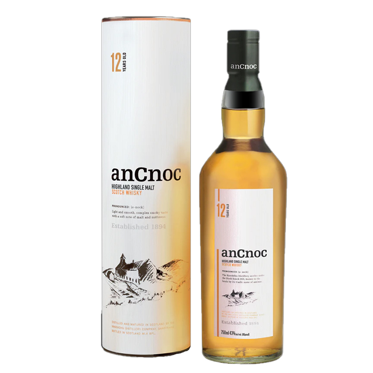 AnCnoc 12 Year Old Single Malt Scotch Whisky安努克12年單一純麥威士忌 【白色圓筒盒】