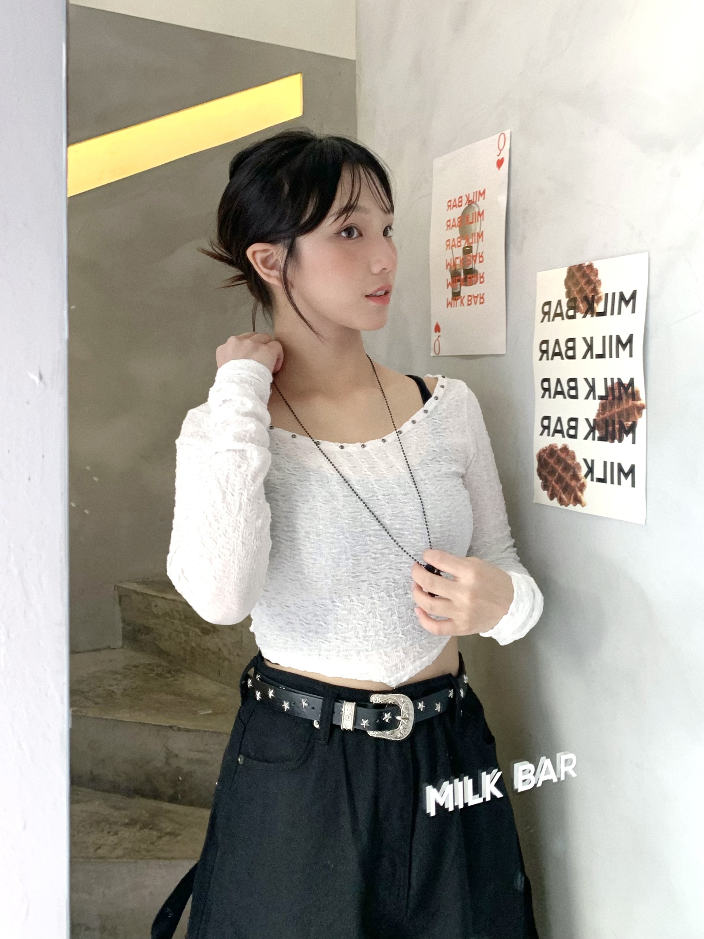 T1156｜窩針圍邊TOP *附送十字架頸鏈 𓋹