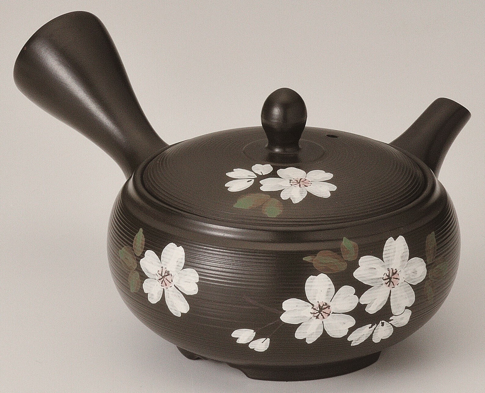 日本製 茶壺 常滑燒 竹春作窯變丸櫻 急須