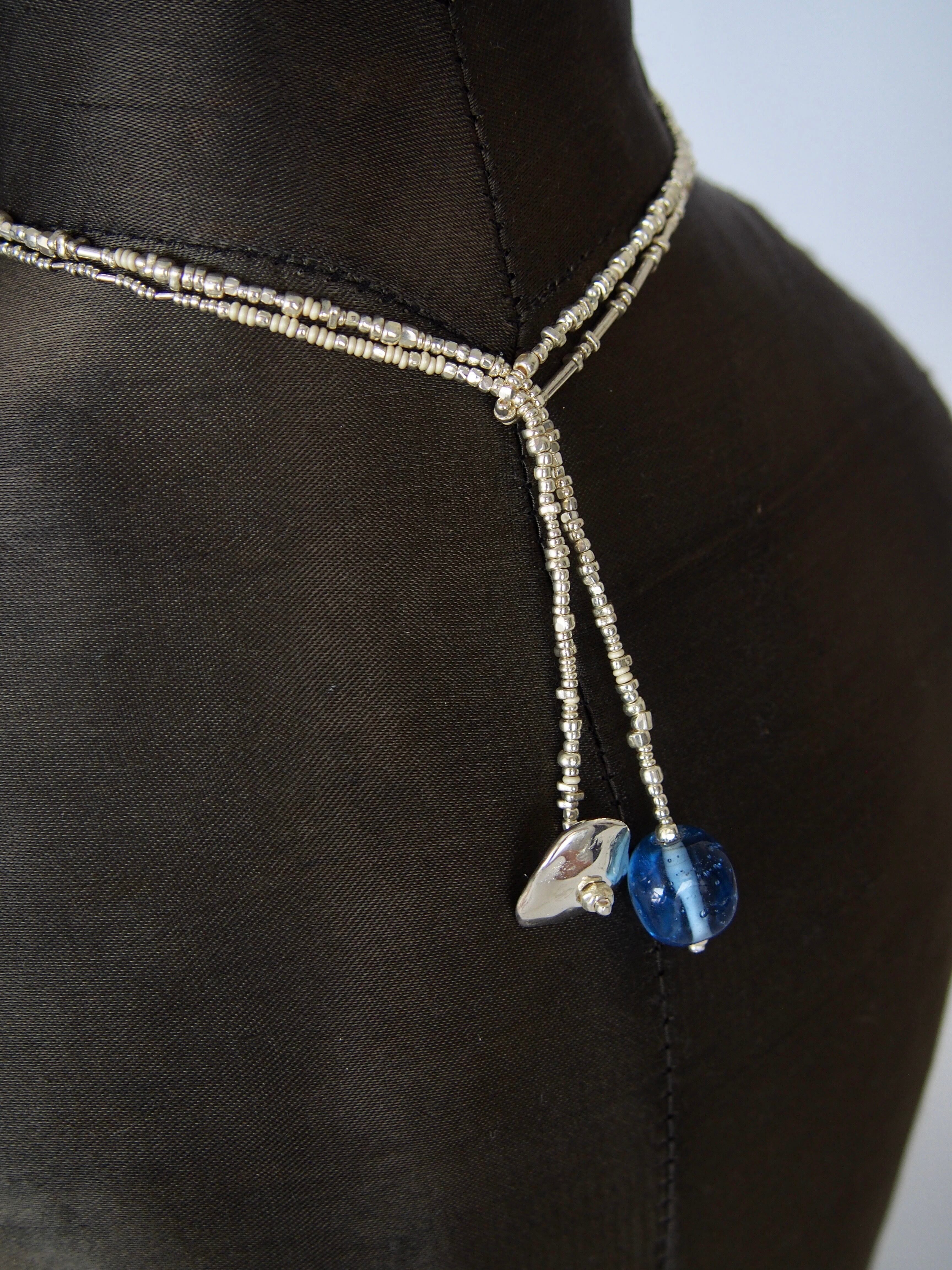 "Viora" Lariat_sky blue 項鍊