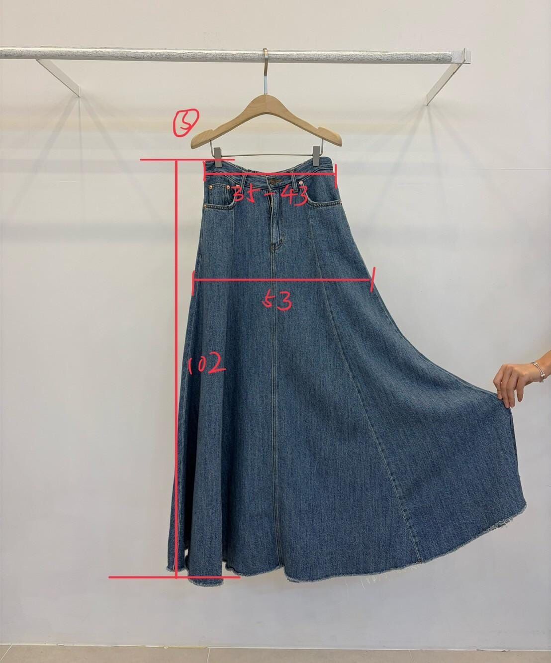 FP5142 洗水車線魚尾牛仔裙 (S/M)