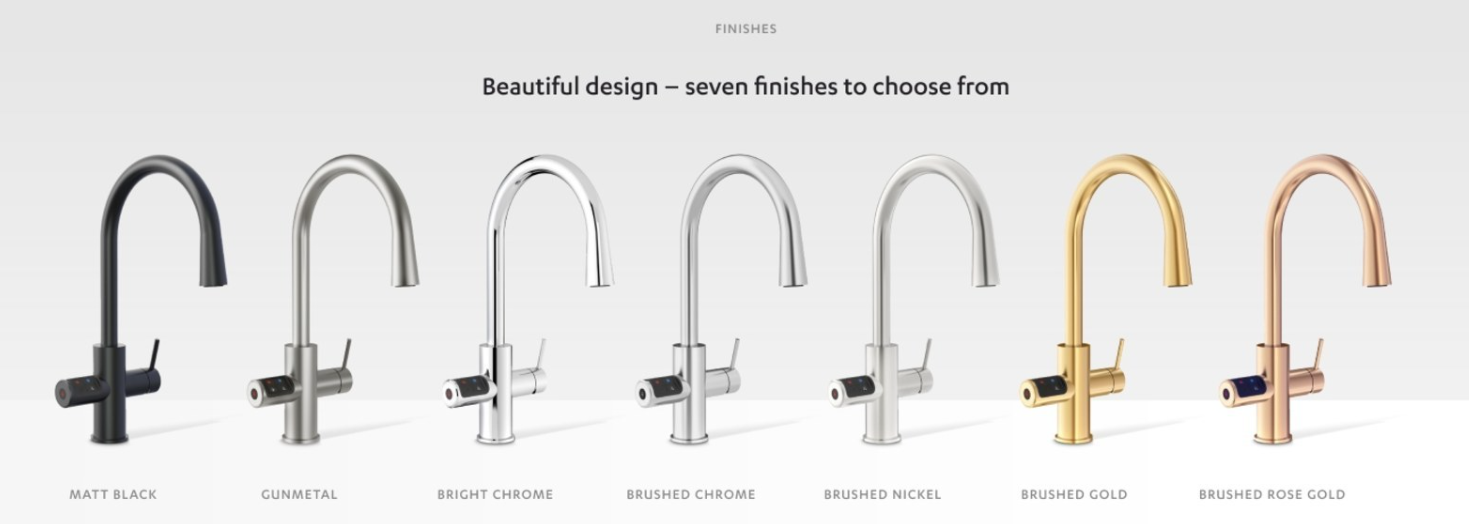 HydroTap, Arc Plus, Design Range, 水龍頭, 表面處理, 玫瑰金, 拋光鍍鉻, 顏色風格, 現代廚房, 無論您選擇經典拋光鍍鉻或時尚霧面黑，我們多款經典受歡迎的表面處理均精心設計，可完美融入各種廚房風格，從傳統至現代皆適用