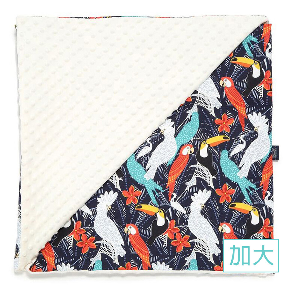 La Millou波蘭 單面巧柔豆豆毯加大｜華麗鸚鵡｜雲朵白