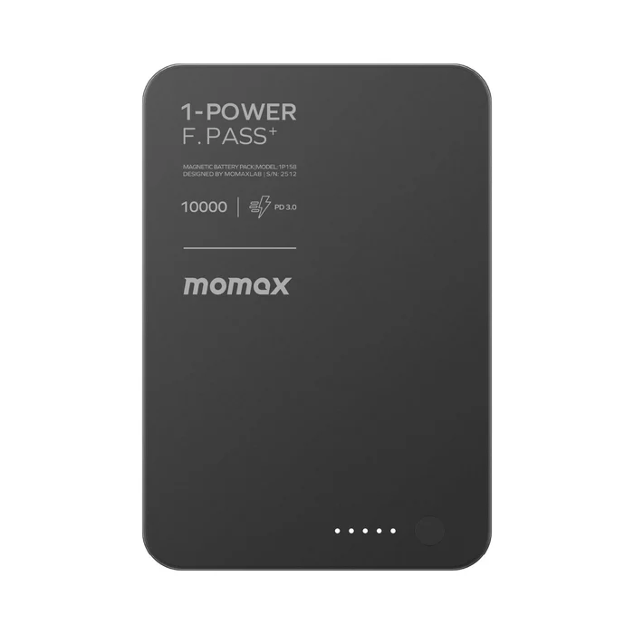 Momax 1-Power F.Pass+ 10000mAh 磁吸帶線移動電源 (CCC 認證) IP158