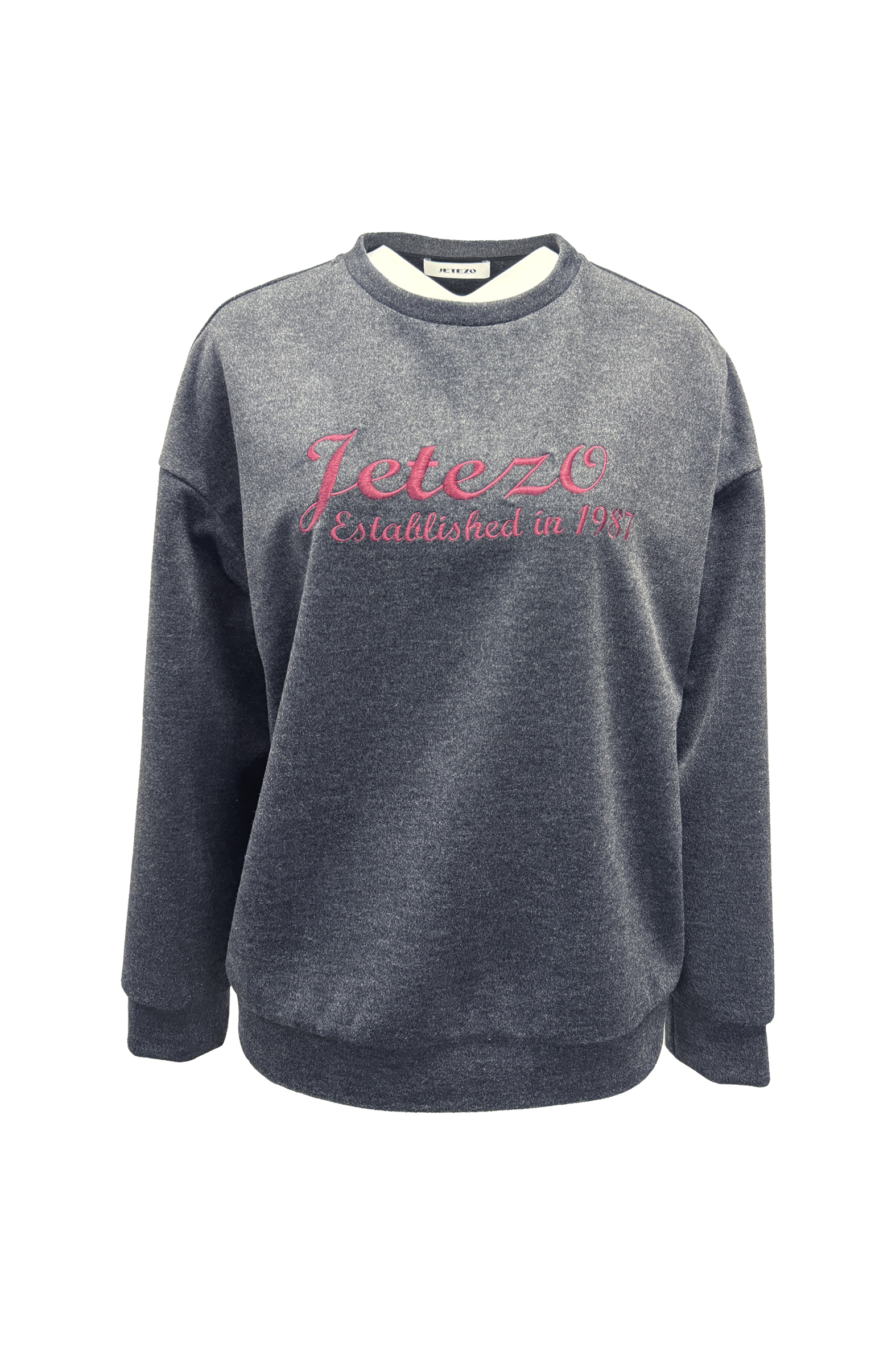 BE15156A1 炭灰霧影復古校園JE刺繡經典衛衣