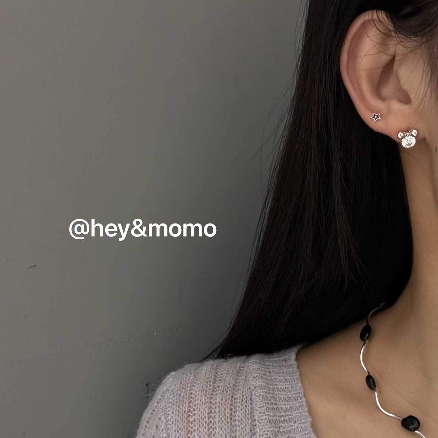 HM5104 ⚪925銀 限量款單鑽米妮頭造型耳環