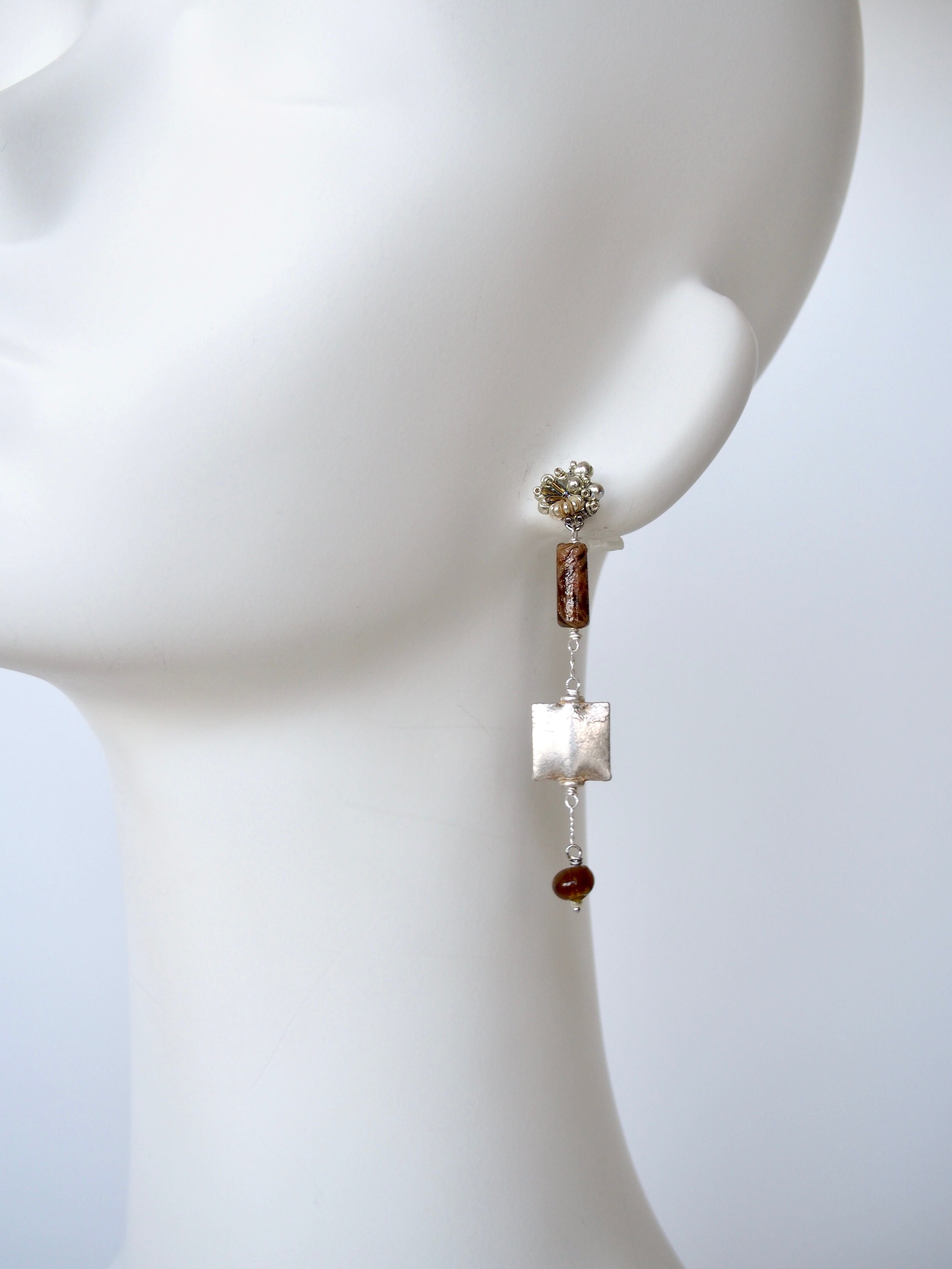 Art glass collage 針式耳環