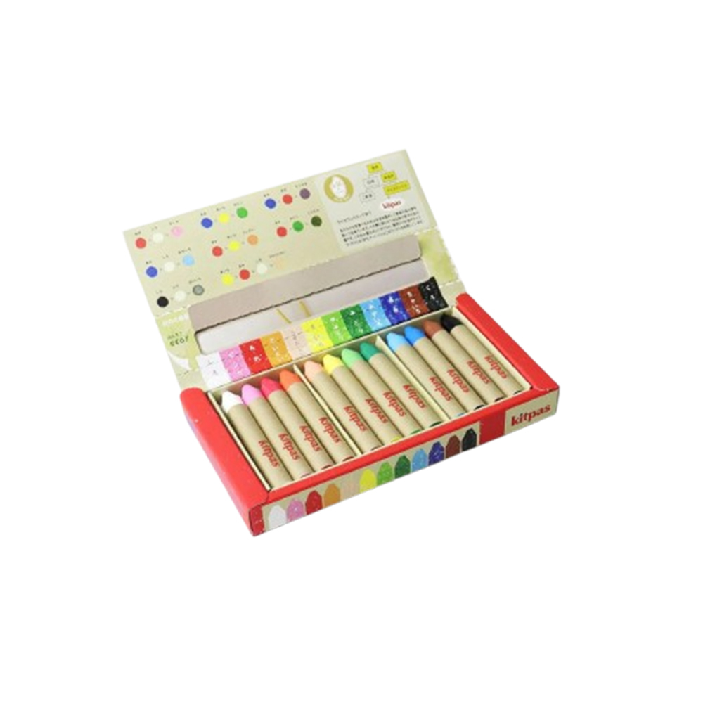 日本Kitpas 米糠蠟筆12色