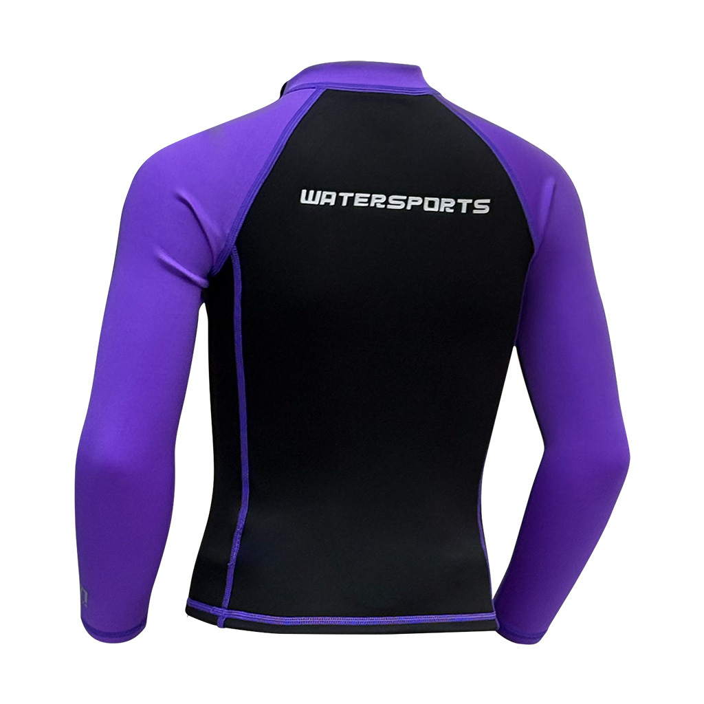 1.2/1mm 兒童短纖抓毛游泳保暖上衣 - 黑/紫