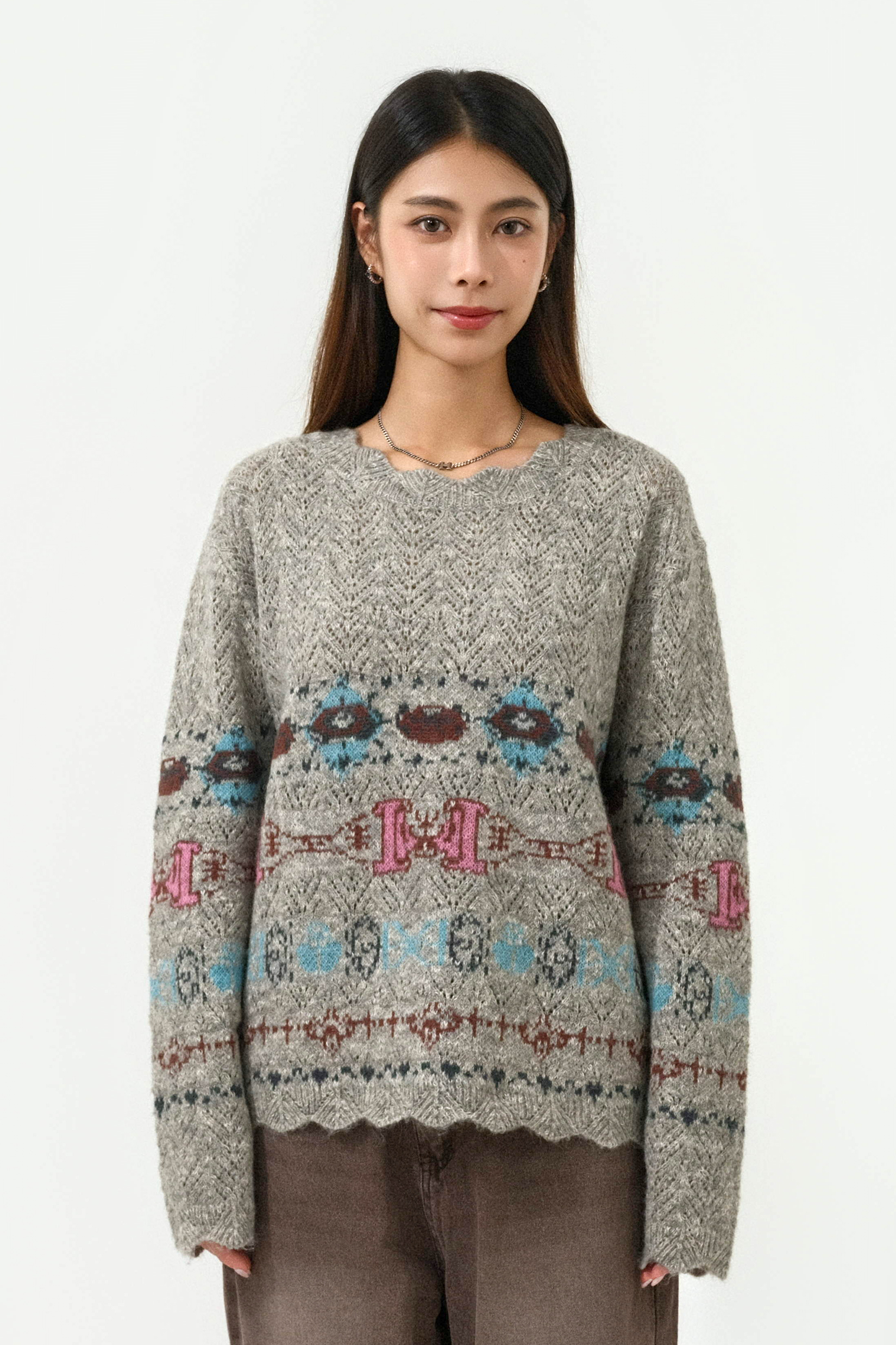 H民族織花通花冷衫 (現貨款式）