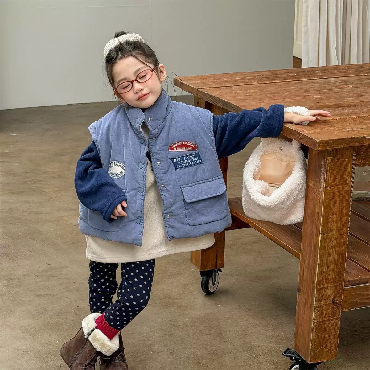 兩色美式復古加絨夾棉背心