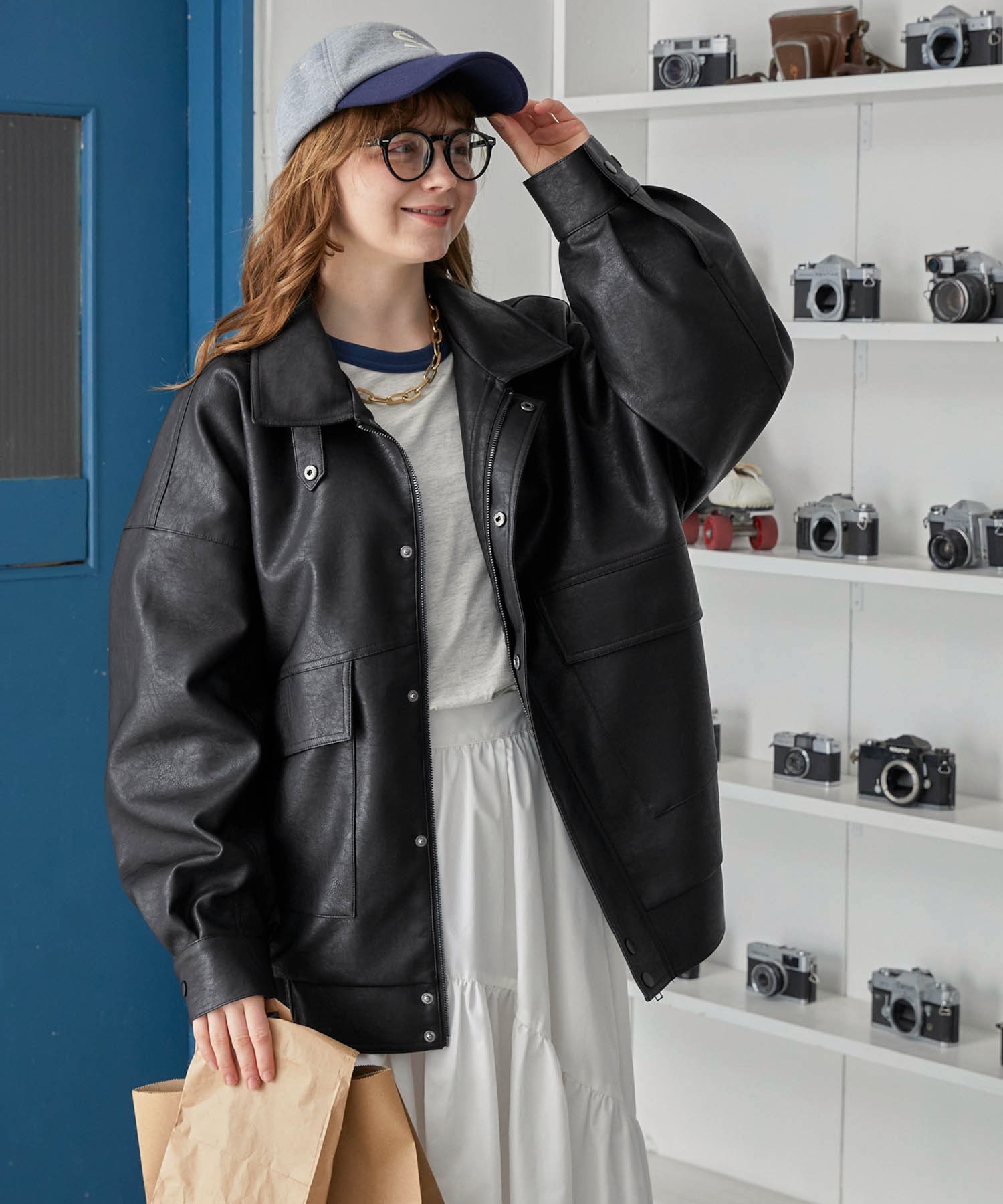 🇯🇵 MONO-MART 仿皮外套 夾克 復古 大口袋 OVERSIZE 秋冬 / 預購